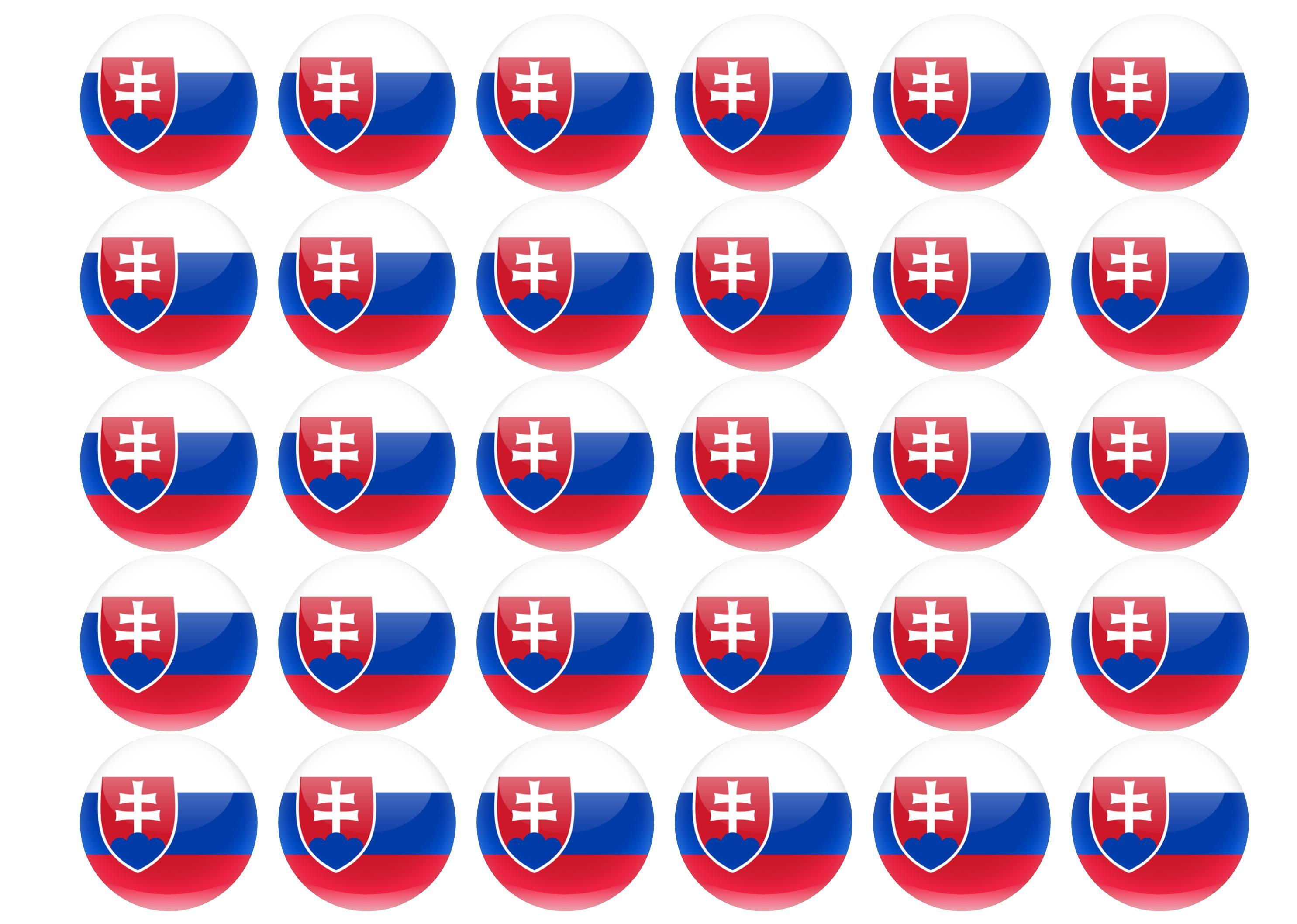 30 edible cupcake toppers with the Flag of Slovakia