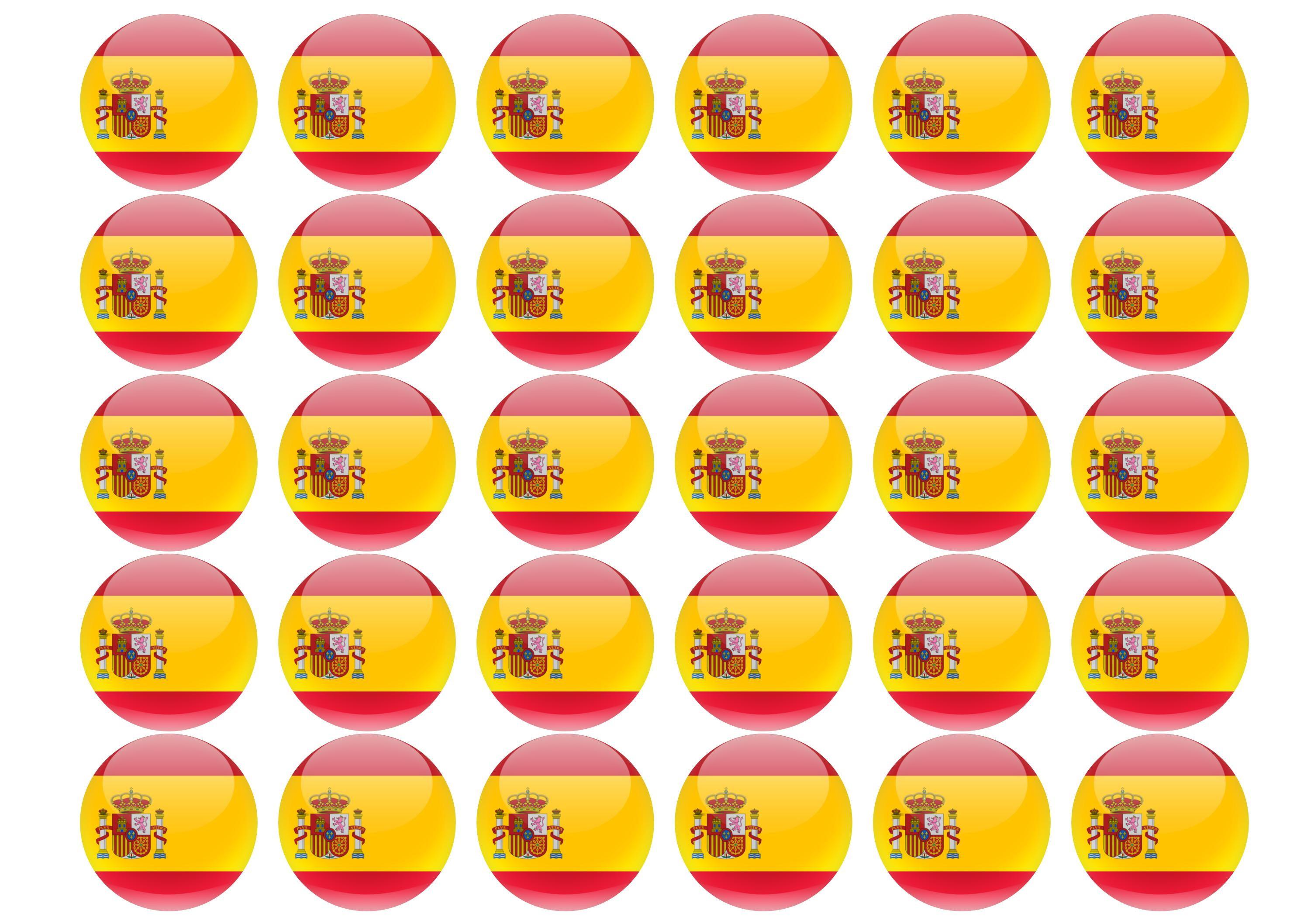 30 edible cupcake toppers with the Spanish Flag