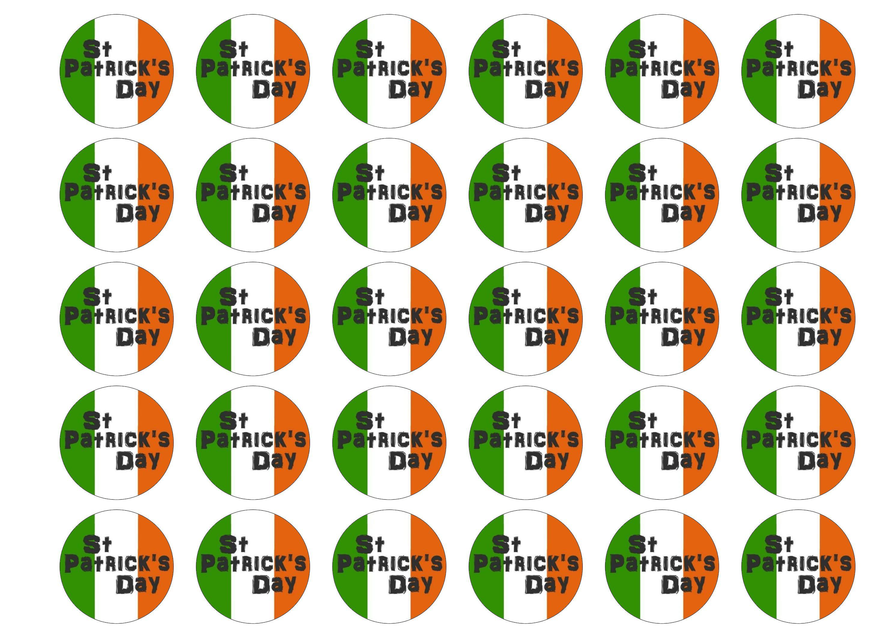 Printed edible cupcake toppers for St Patricks Day