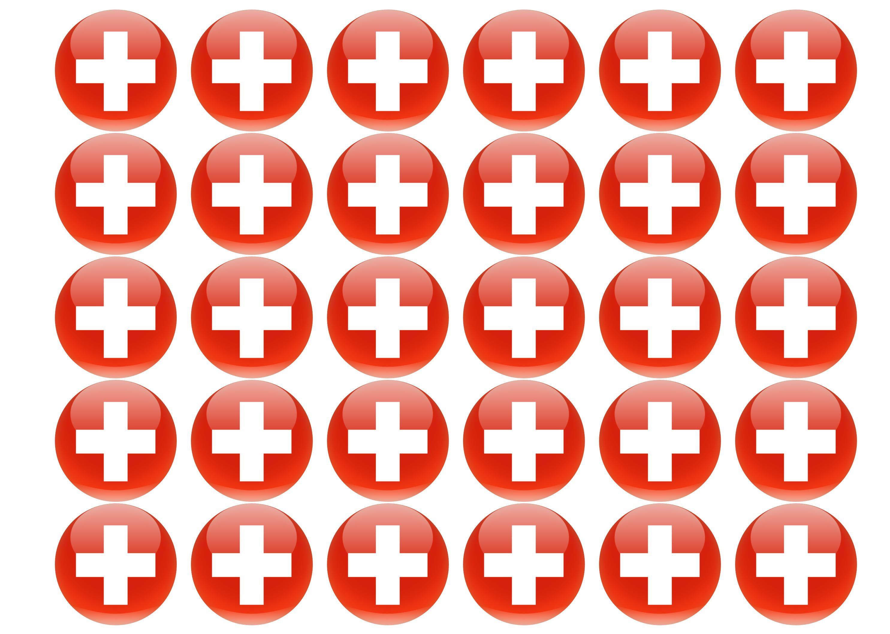 30 edible cupcake toppers with the Switzerland flag