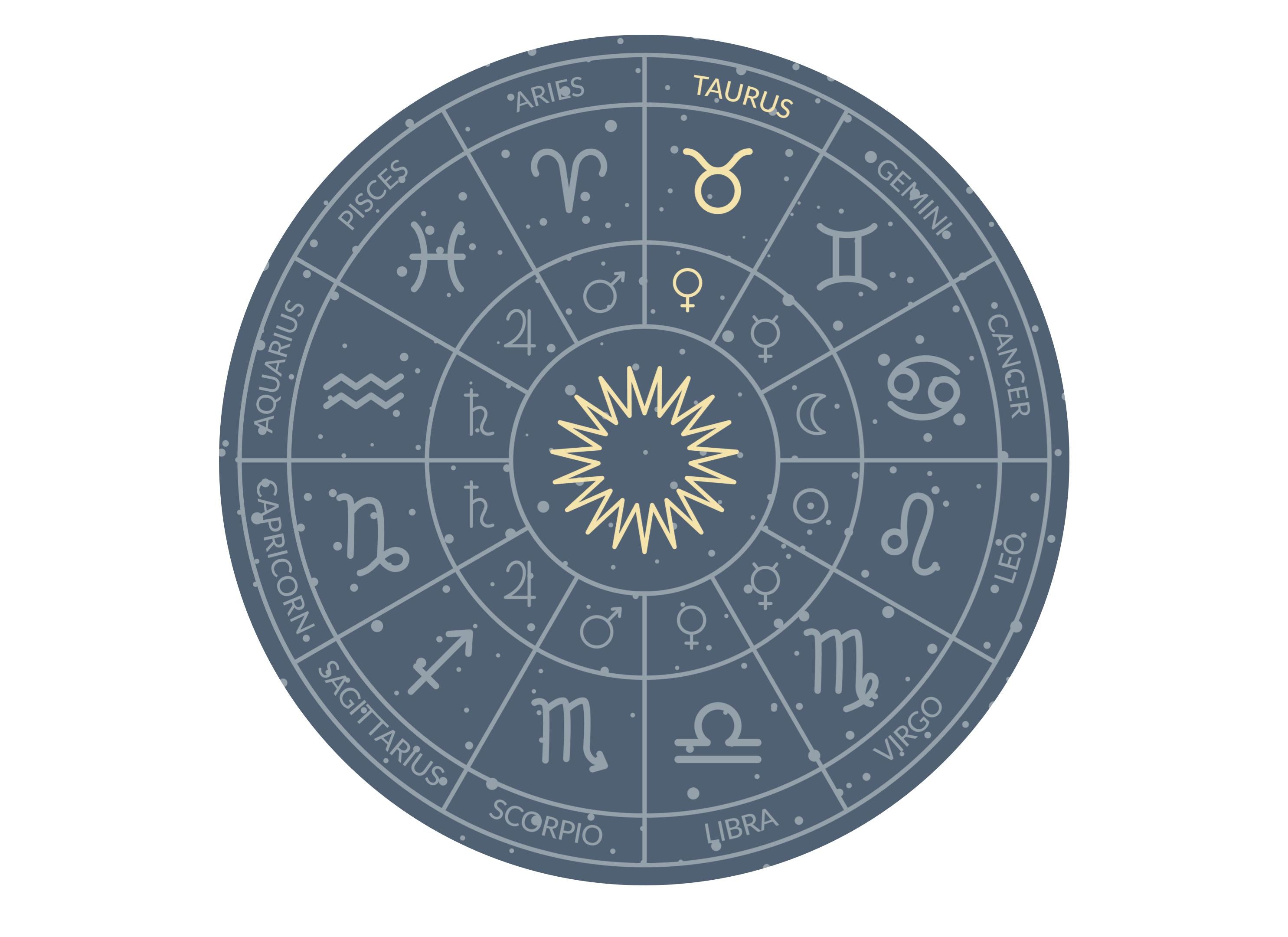 Large cake topper with Taurus star sign print