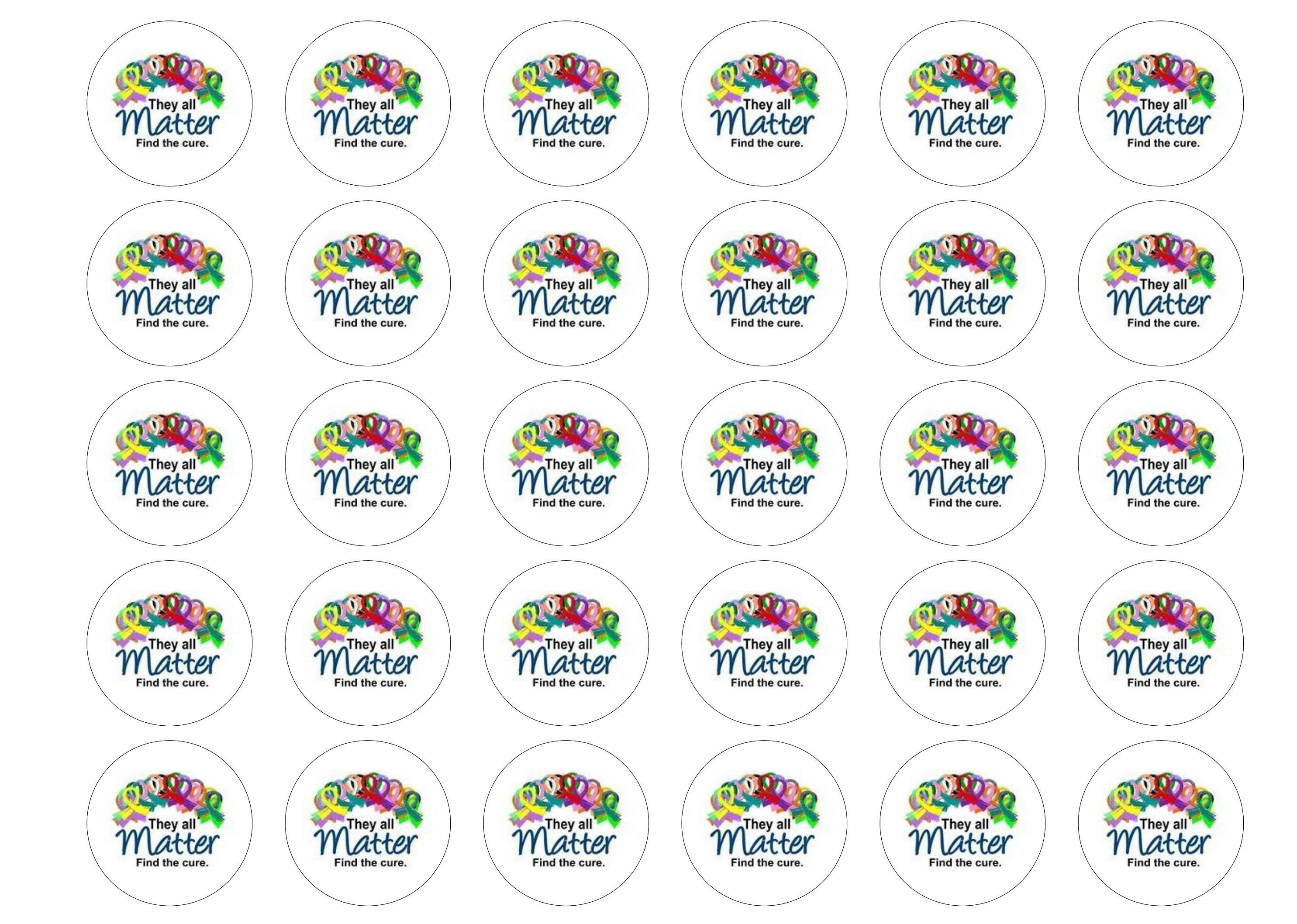 38mm printed edible cupcake toppers