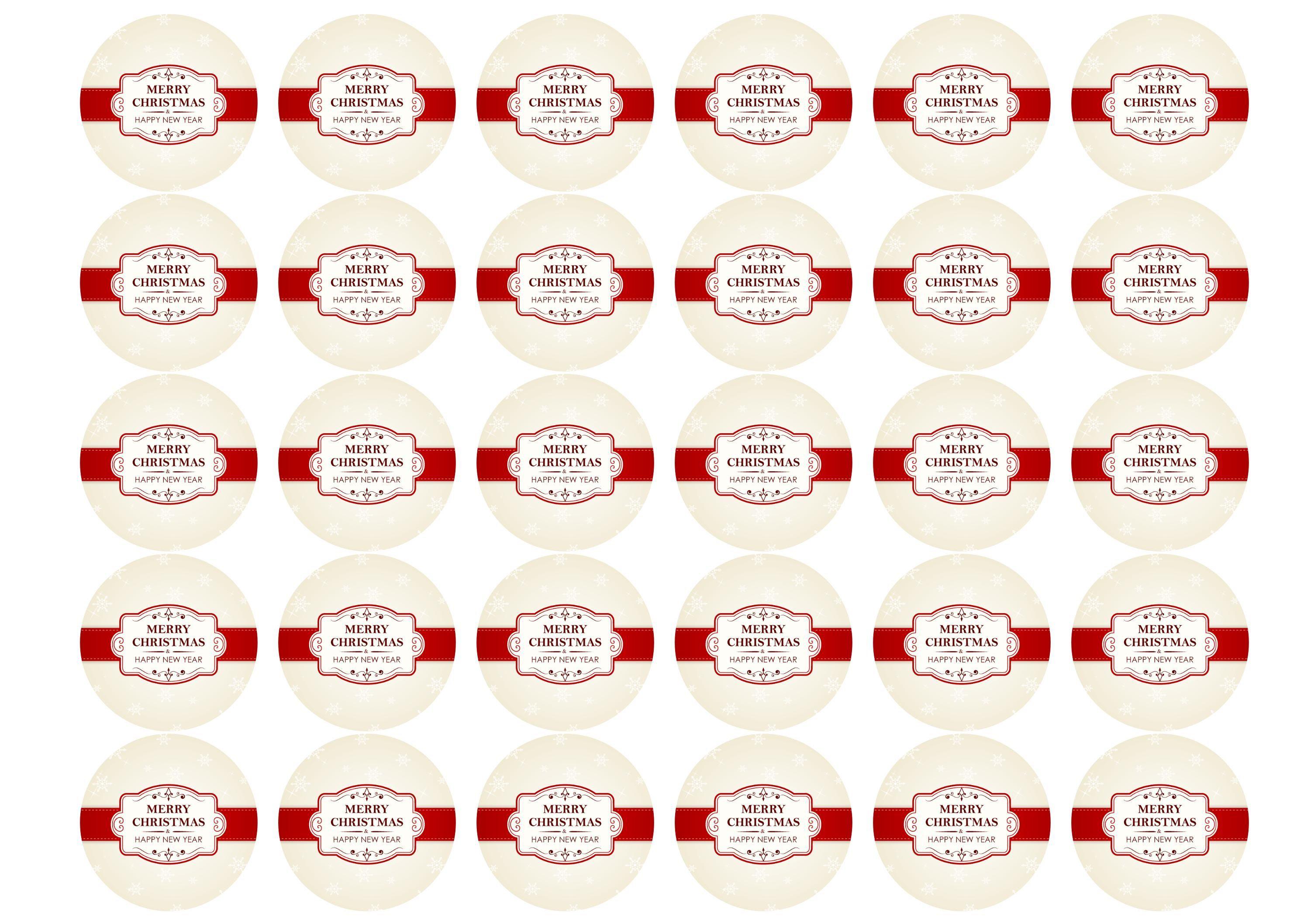 30 edible cupcake toppers with a festive message