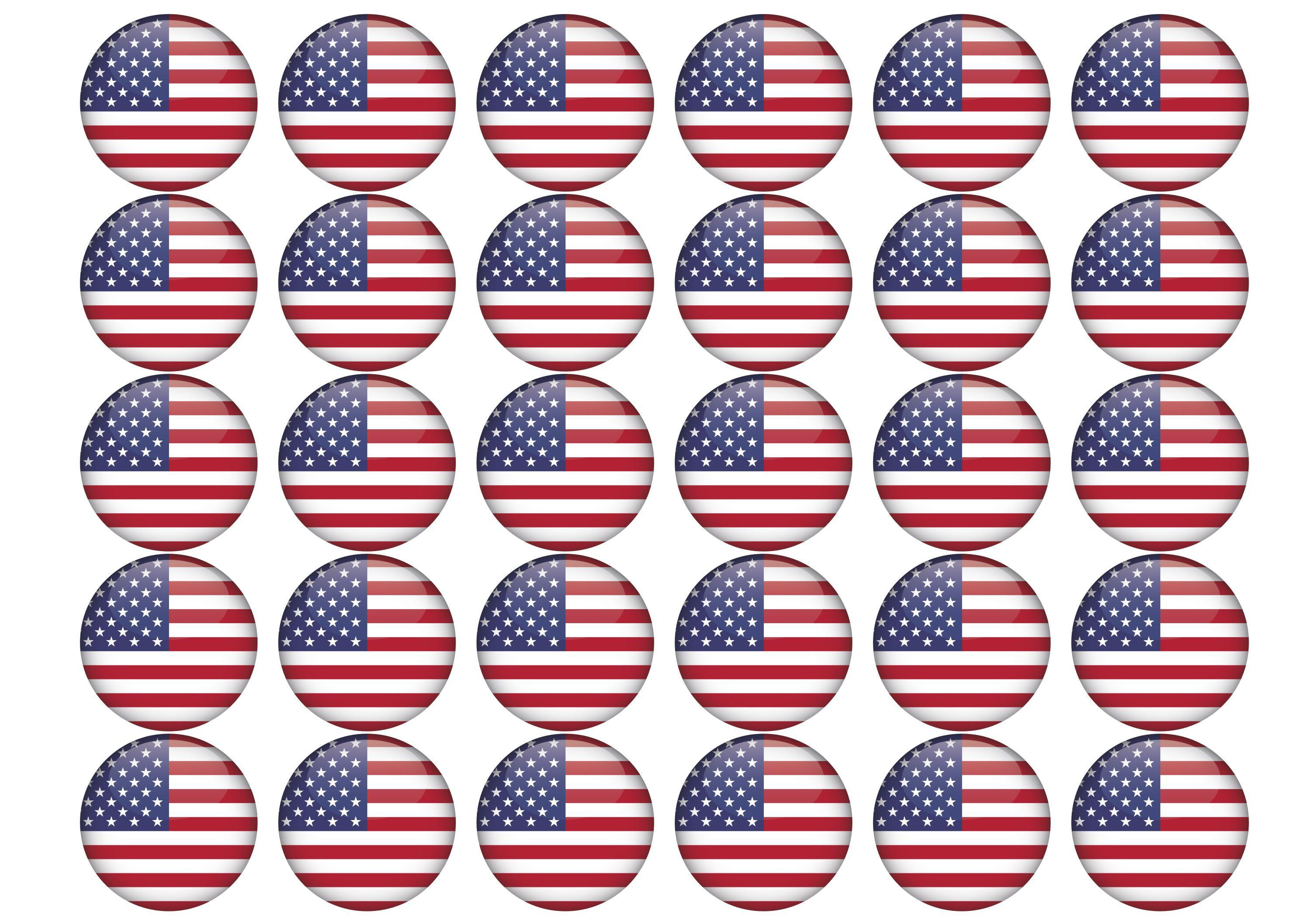 30 edible toppers with the USA Flag