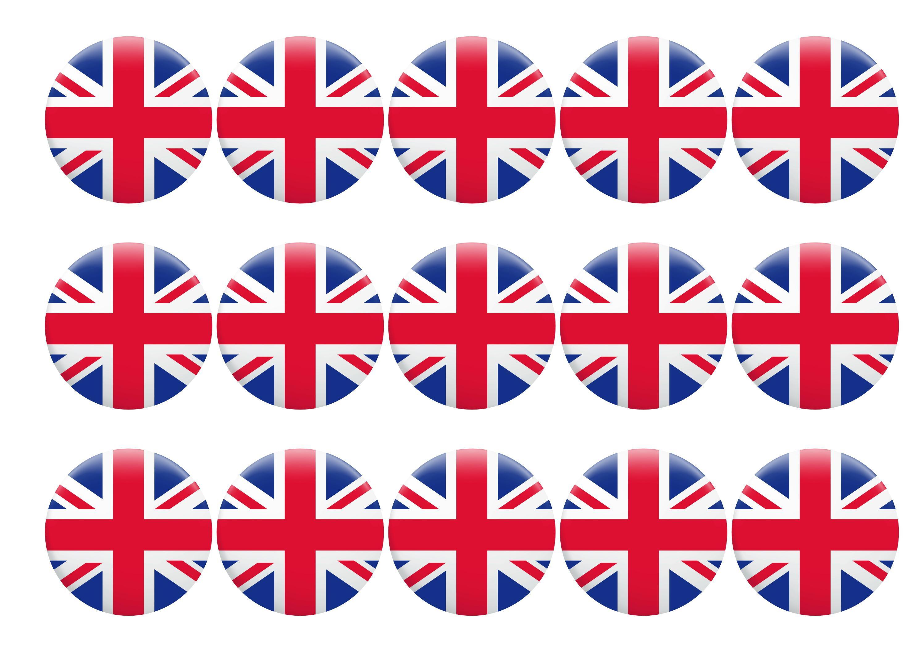 Printed Union Jack Cupcake Toppers