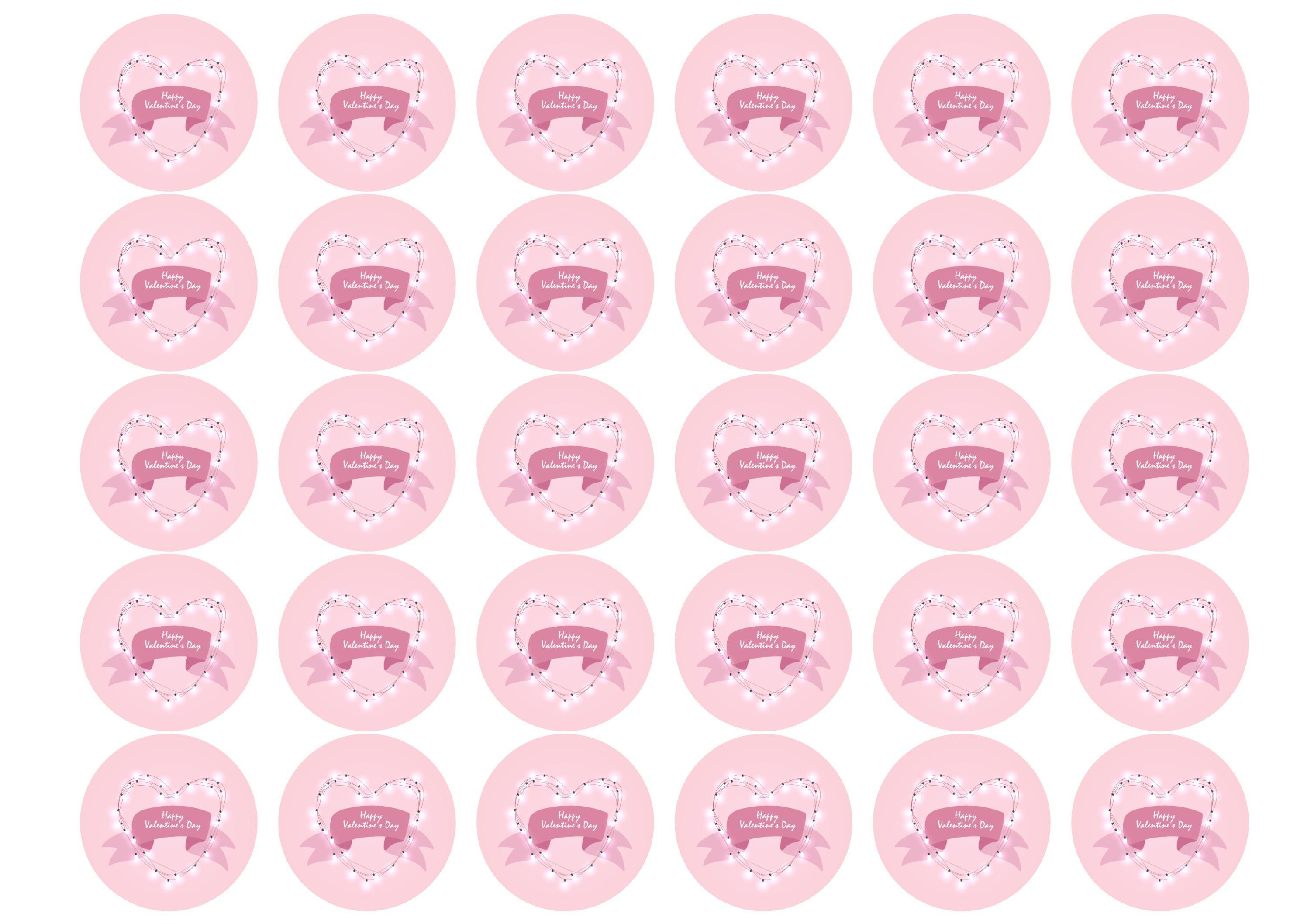 30 edible toppers with love heart light print