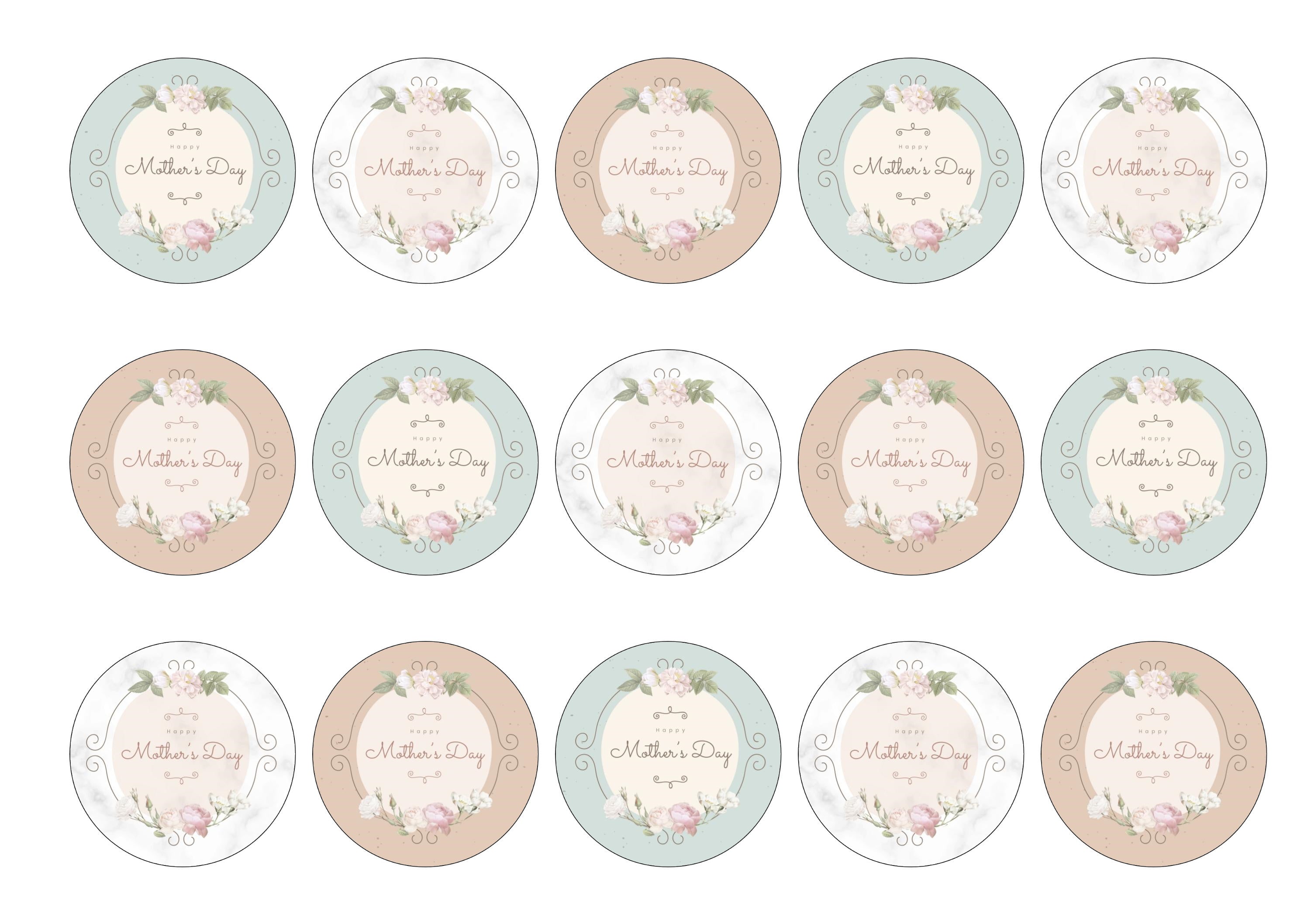 Printed cupcake toppers with a vintage theme for Mother's Day