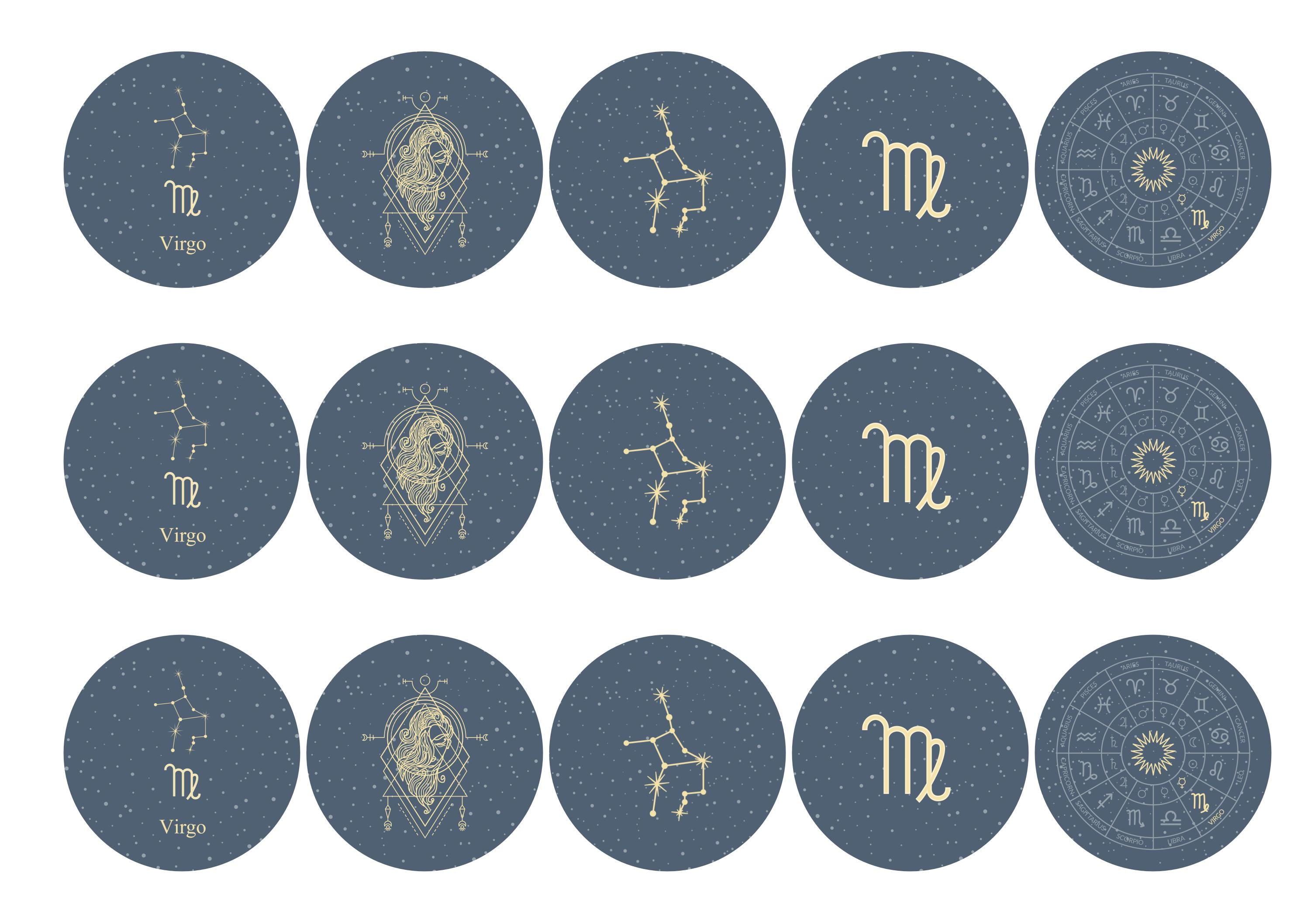 15 Virgo themed cupcake toppers