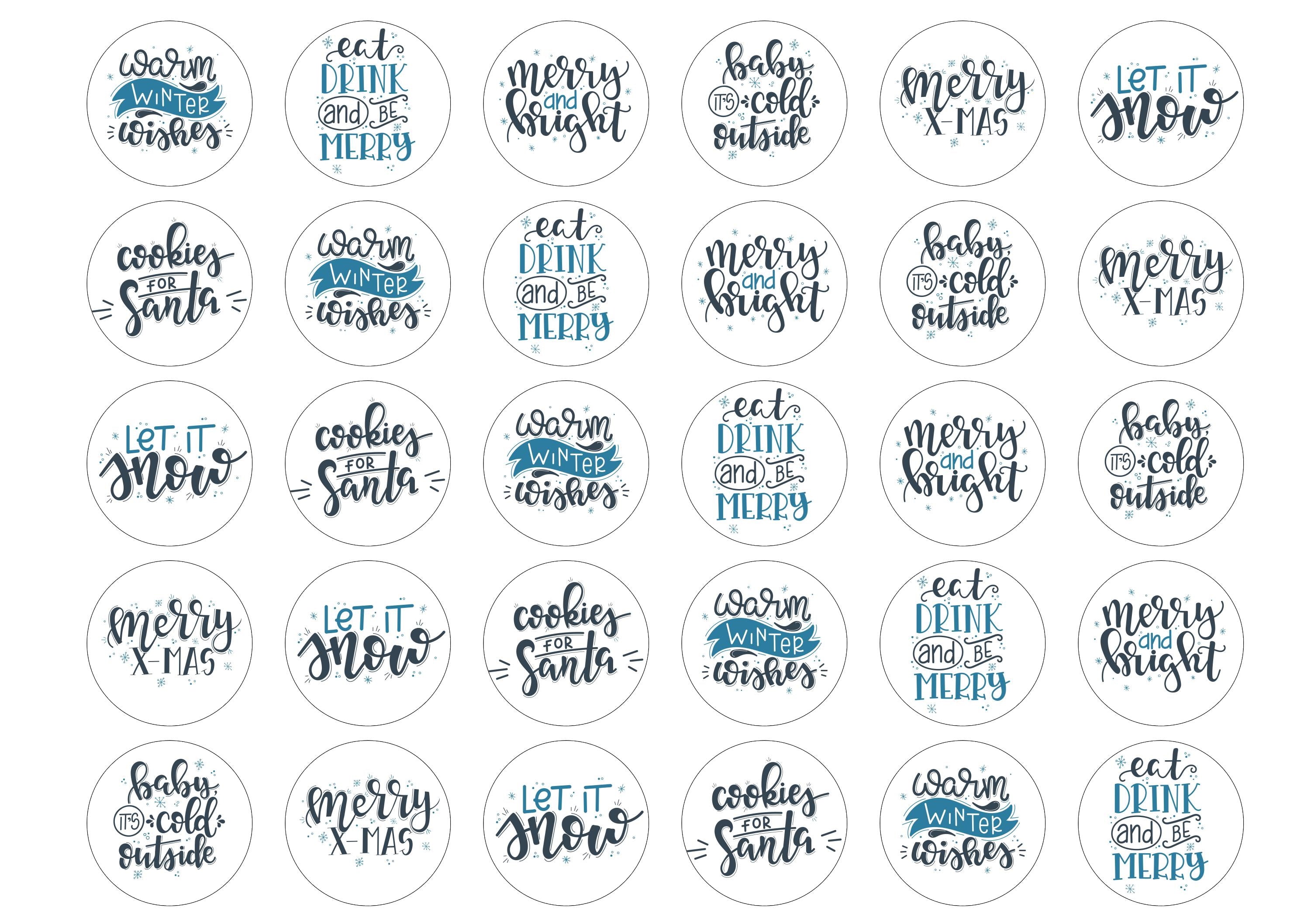 Printed toppers with Christmas slogans or sayings