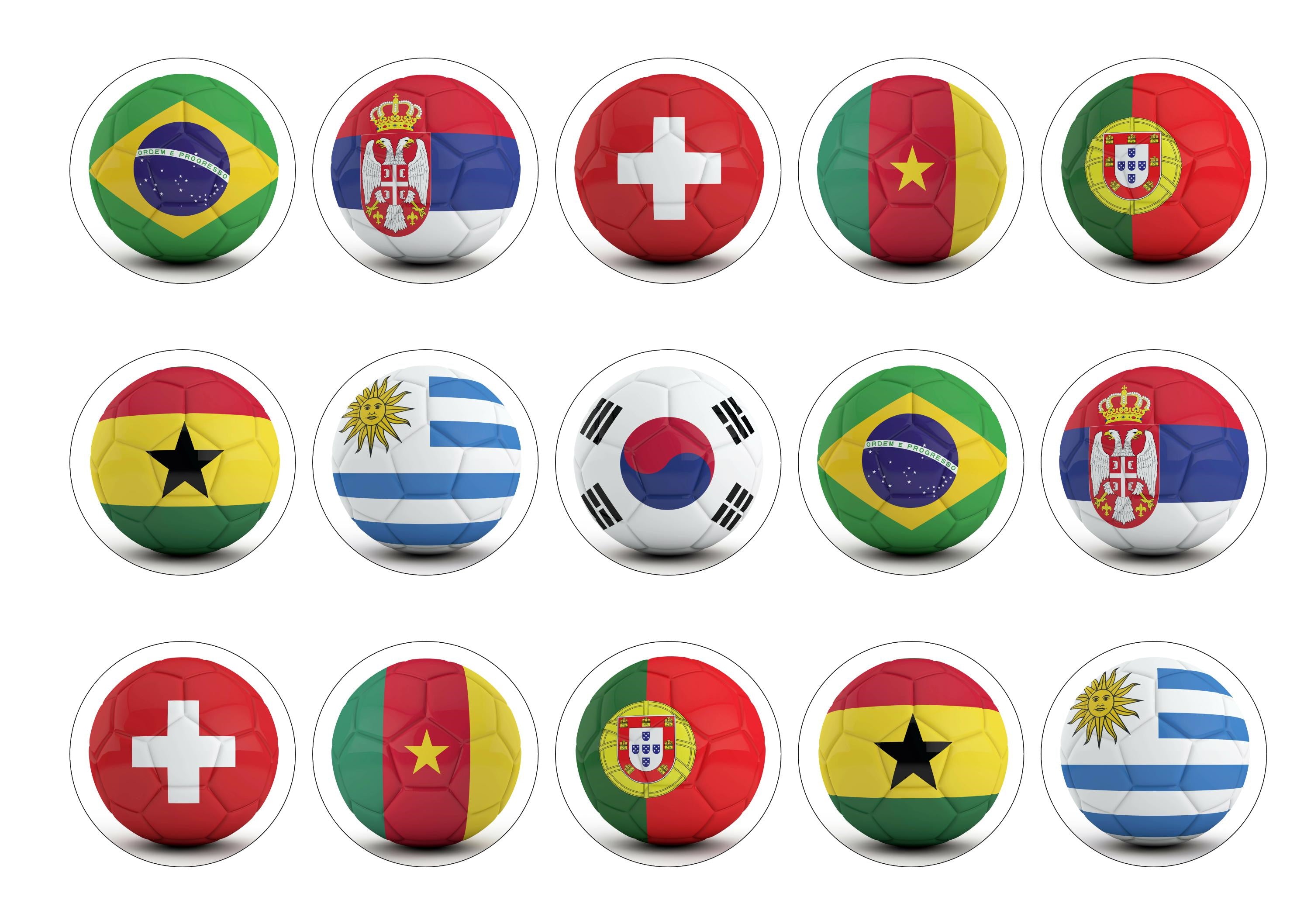 15 World Cup 2022 cupcake toppers for Group G and GroupH