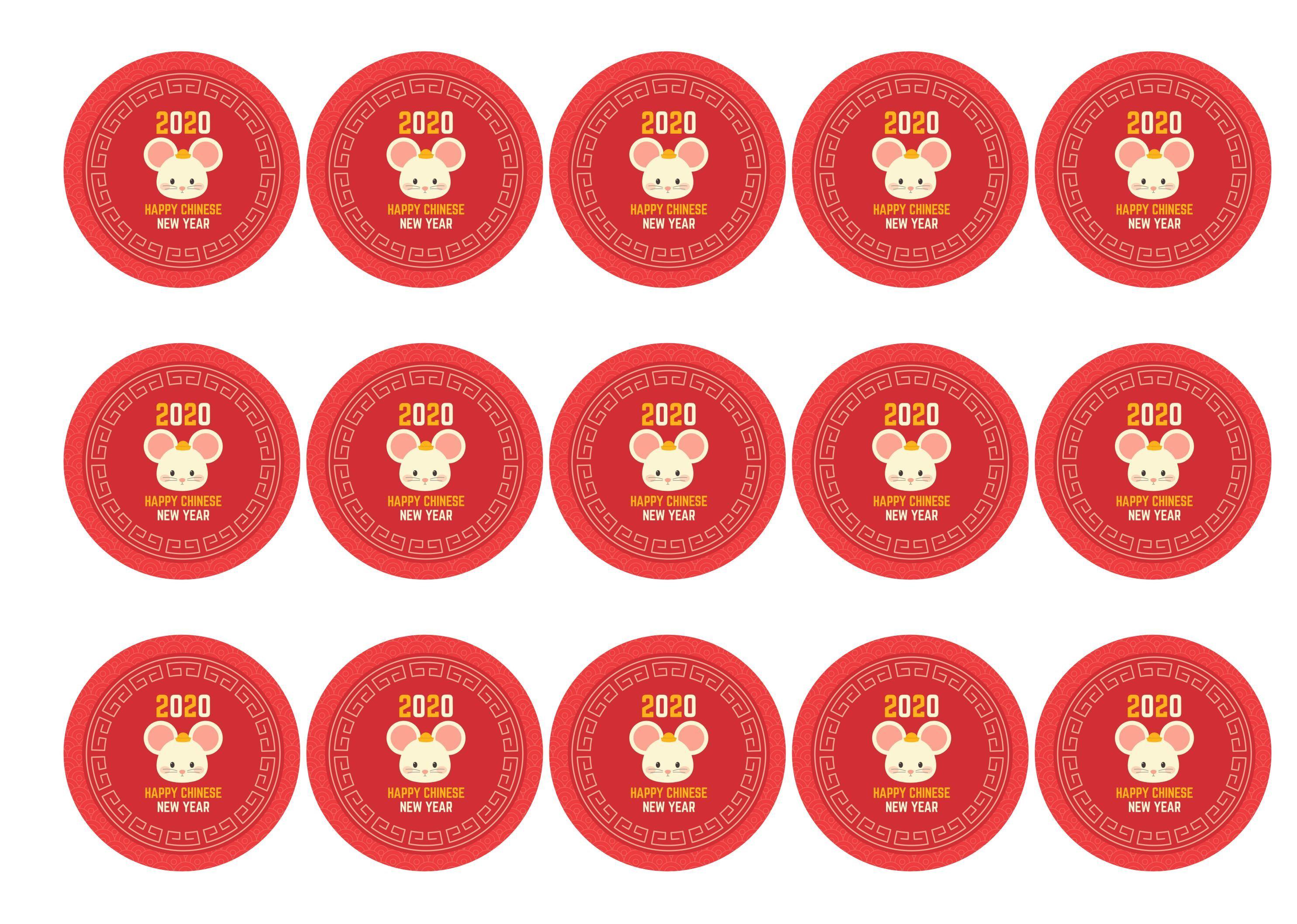 15 printed toppers celebrating 2020 - the Year of the Rat for Chinese New Year