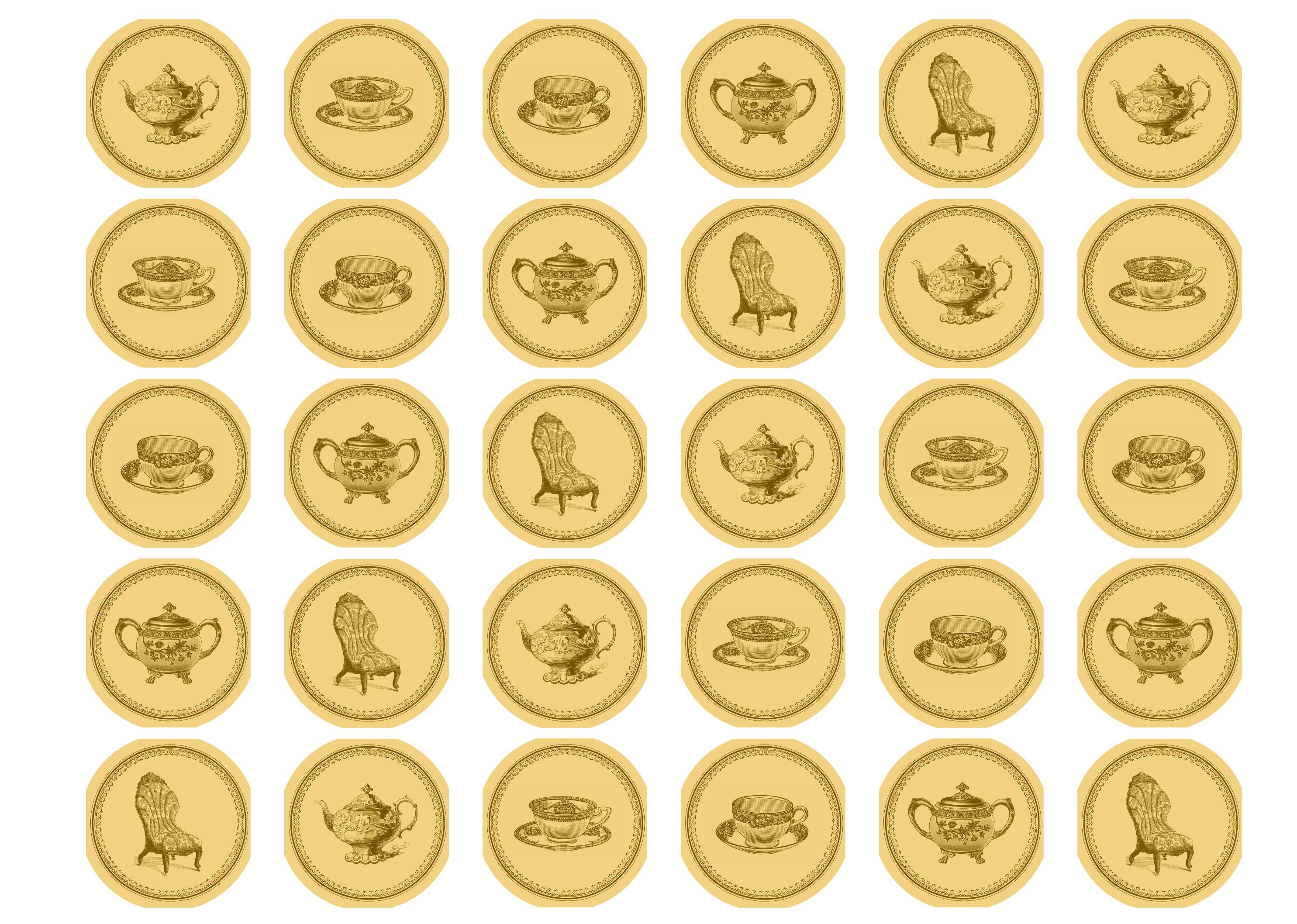 30 edible cupcake toppers with teatime images