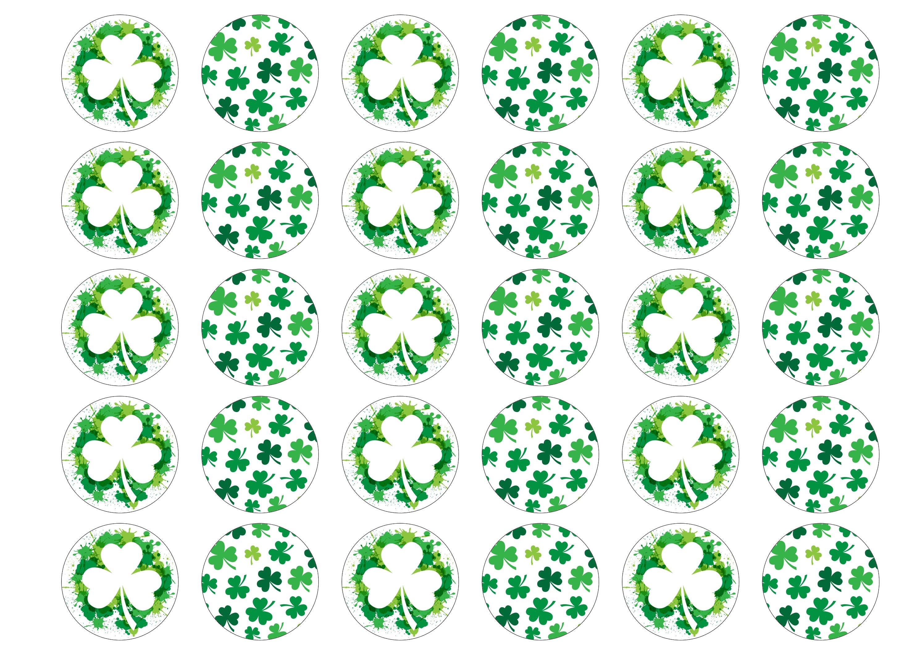 30 St Patrick's Day Shamrock cupcake toppers