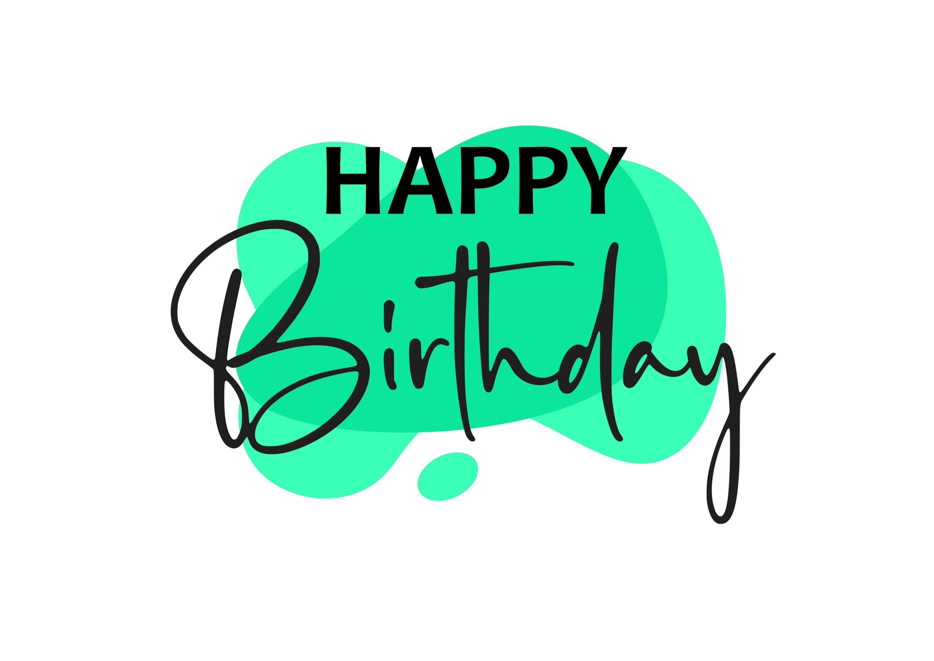 Costco cake topper with a green happy birthday design