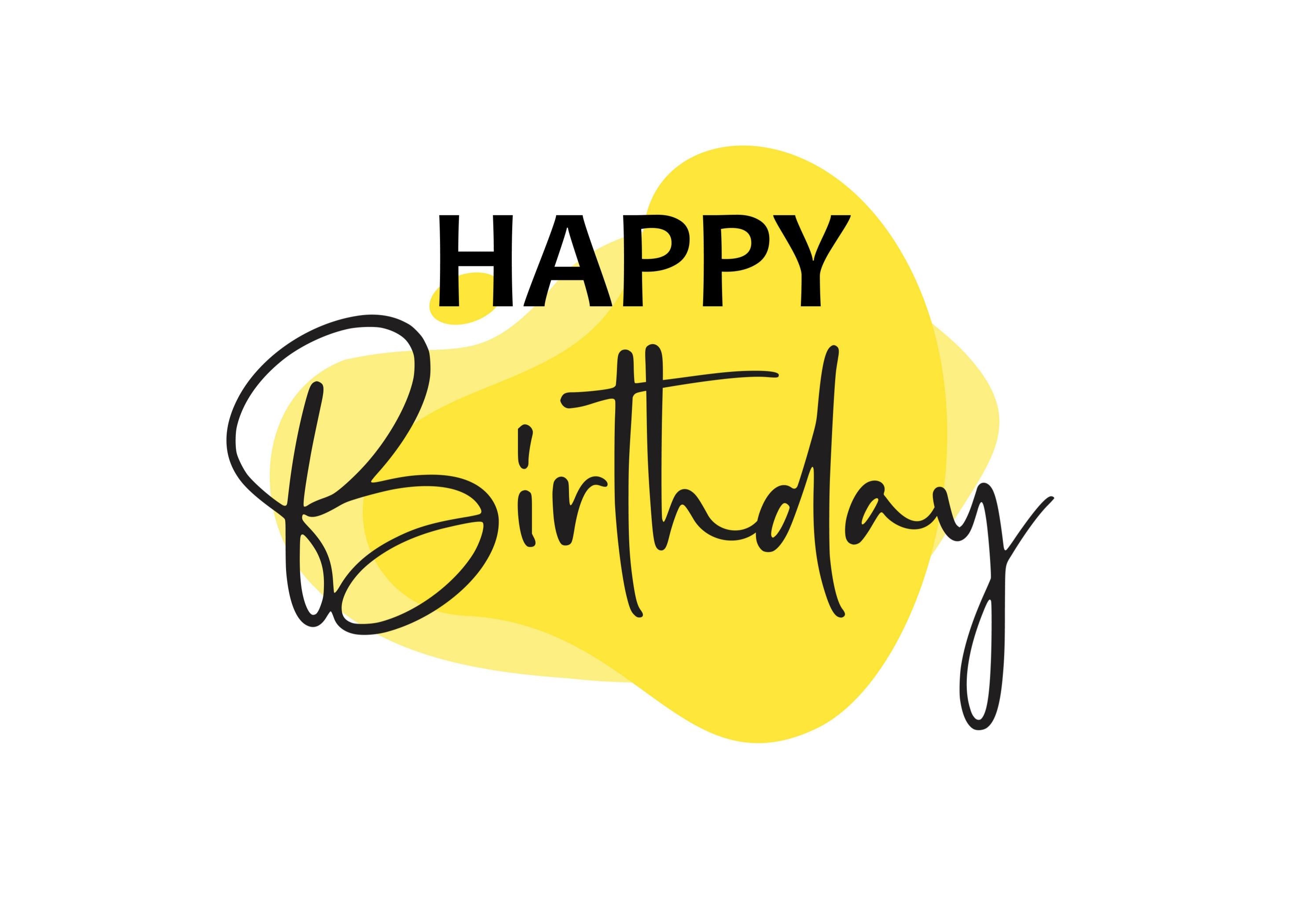 Yellow happy birthday large A4 cake topper