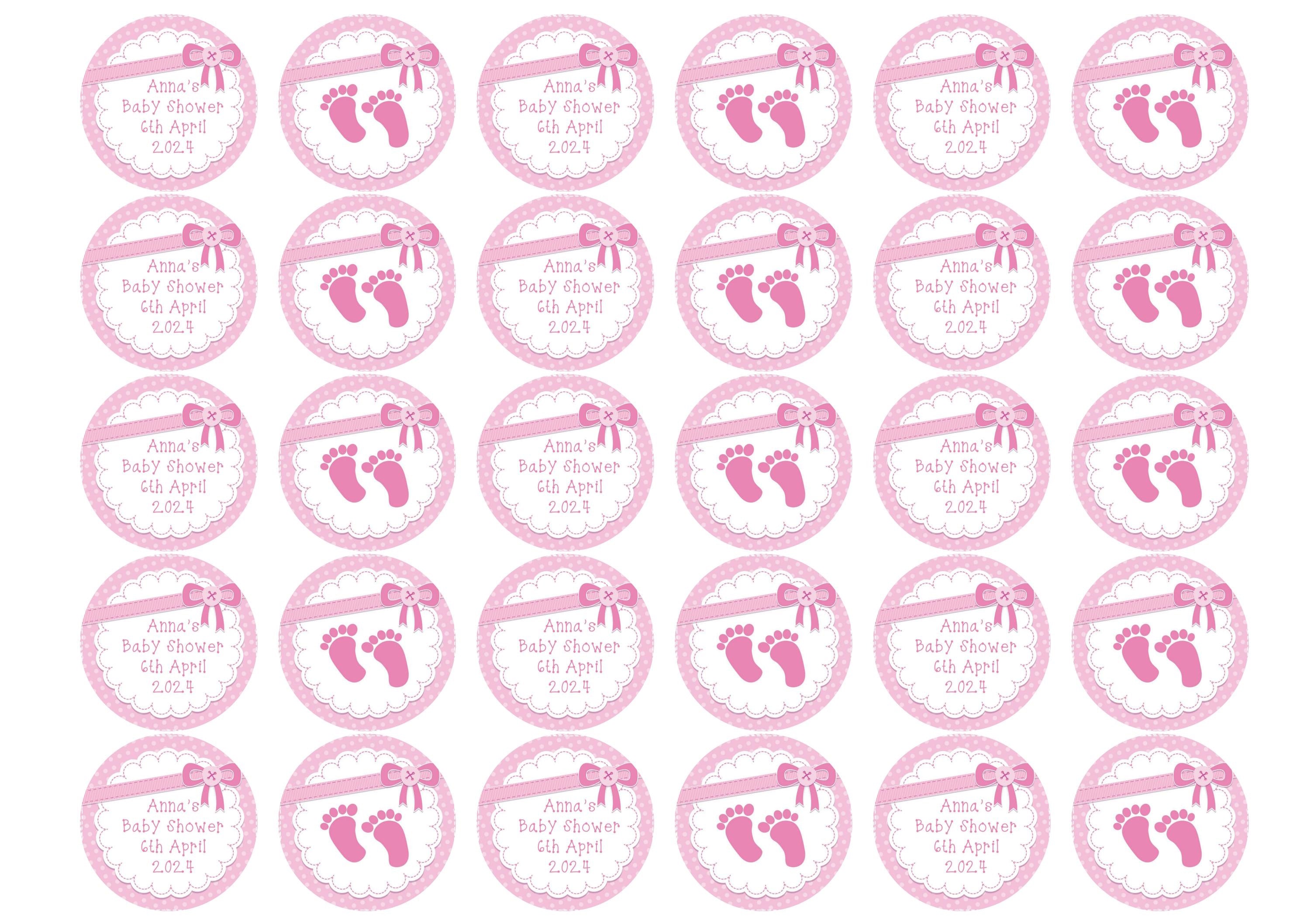 Pink personalised baby shower edible toppers