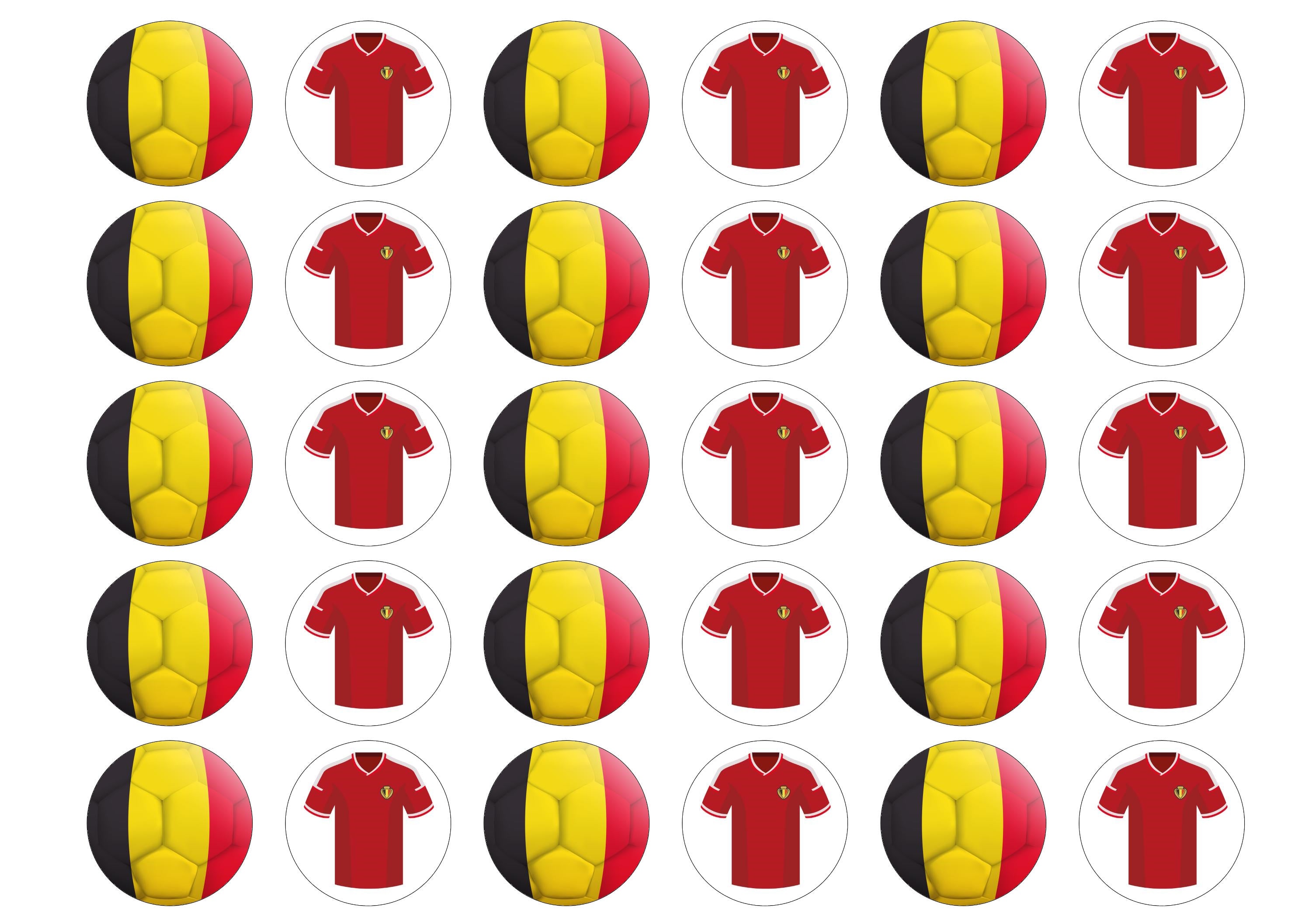 30 Belgian Flag themed cupcake toppers for Euro's 2024