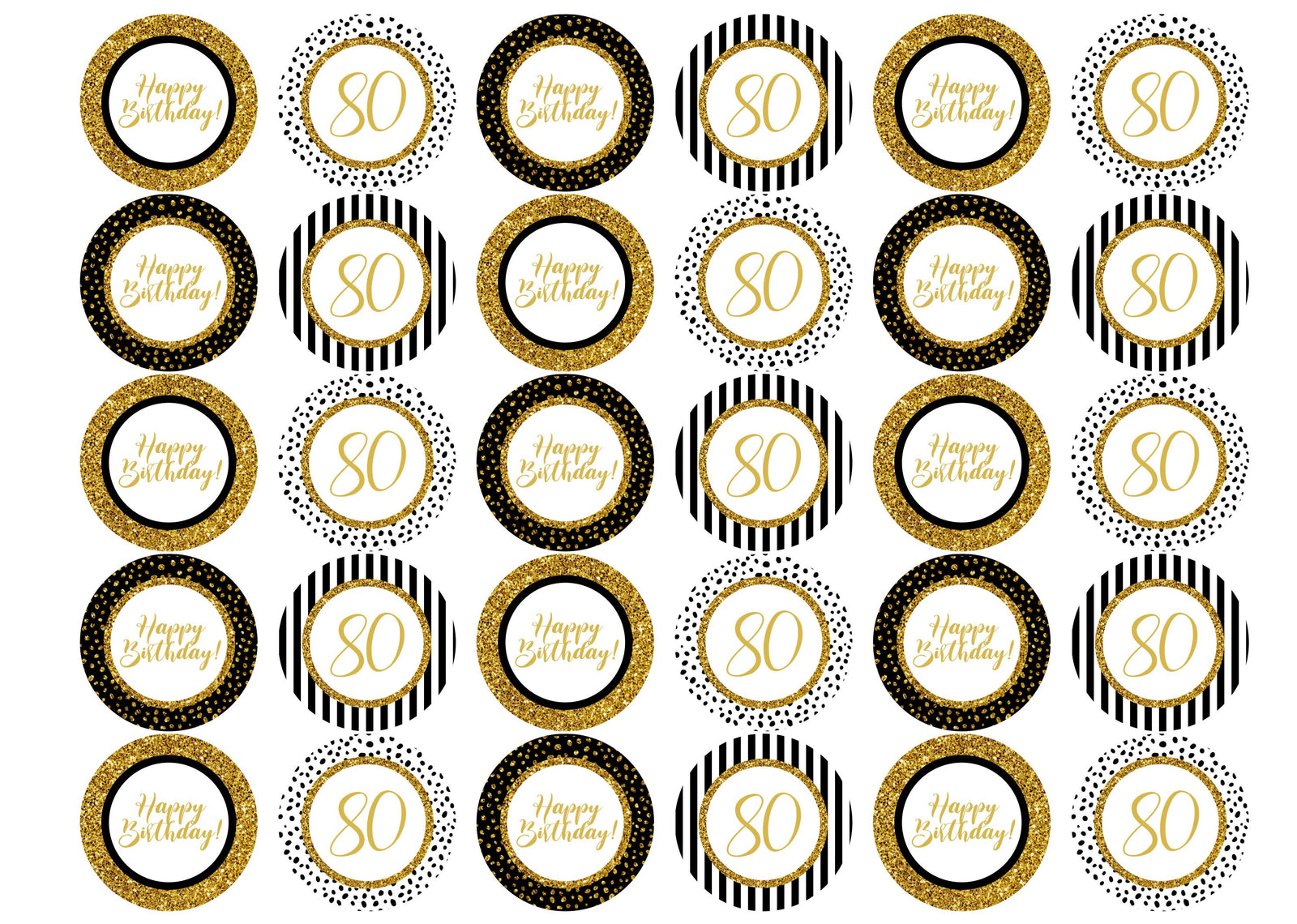 Edible cake toppers Black and Gold Happy Birthday Personalised