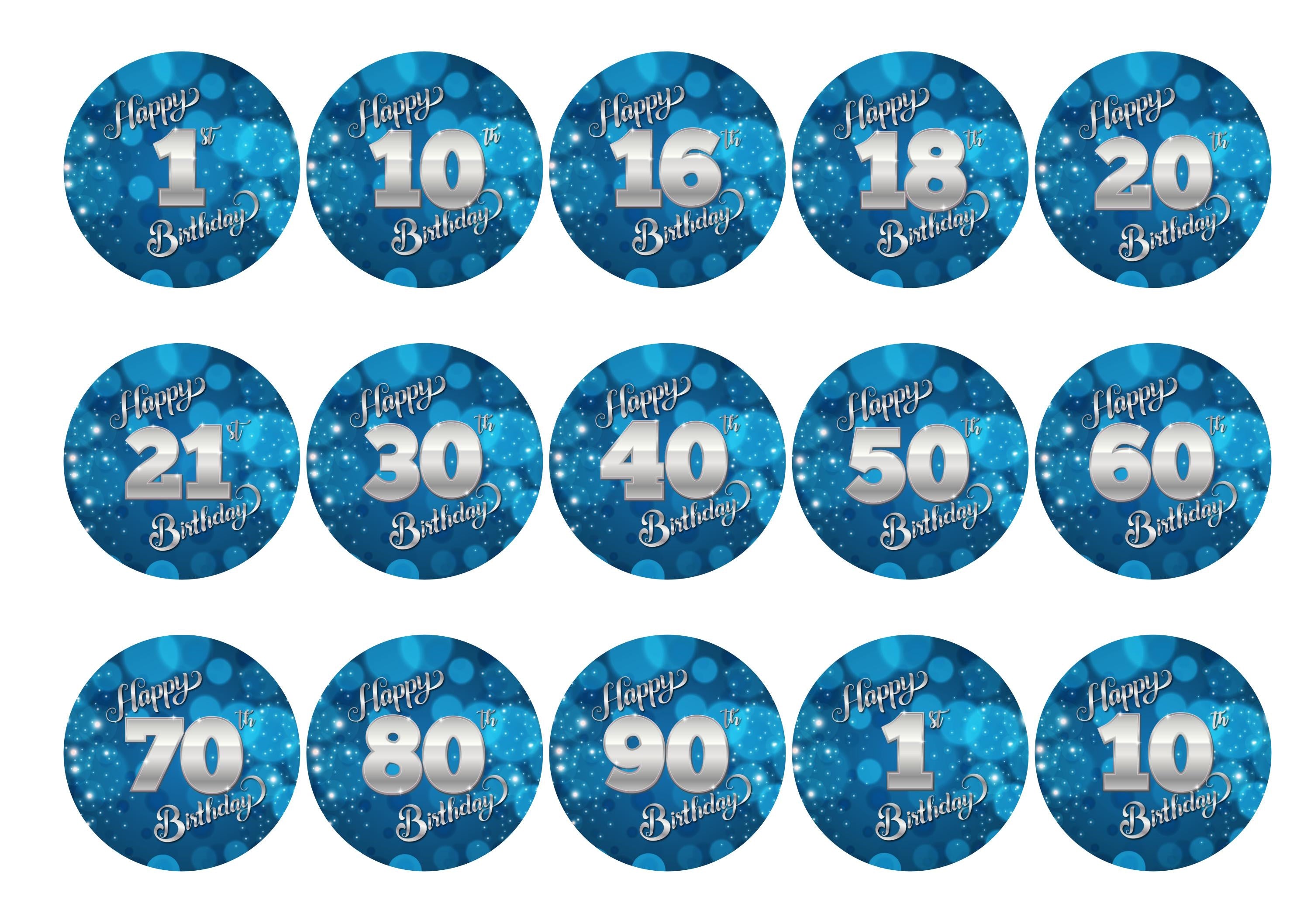 Blue birthday balloon cupcake toppers