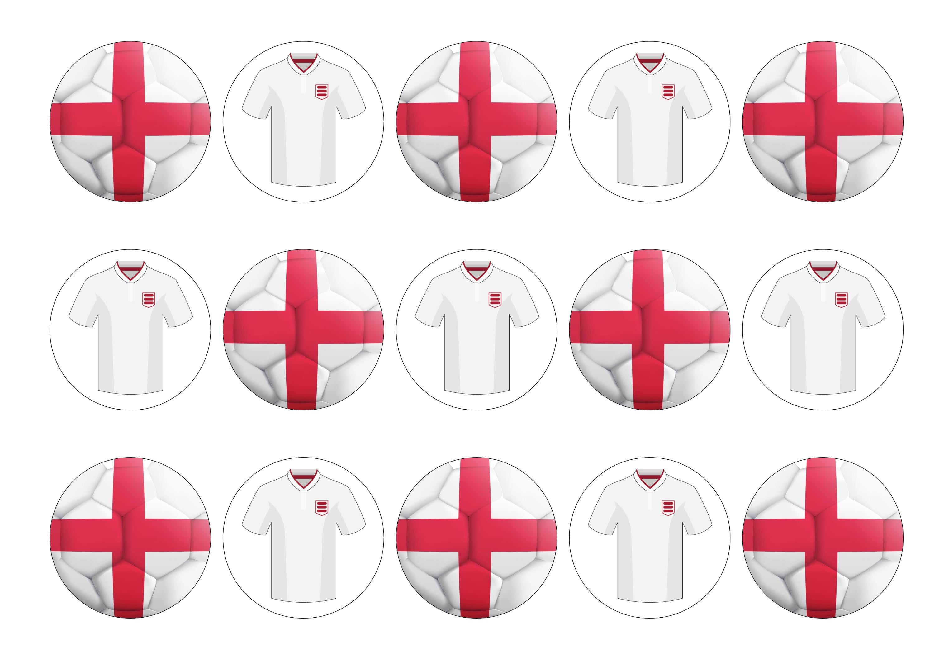 15 England themed cupcake toppers for Euro's 2024