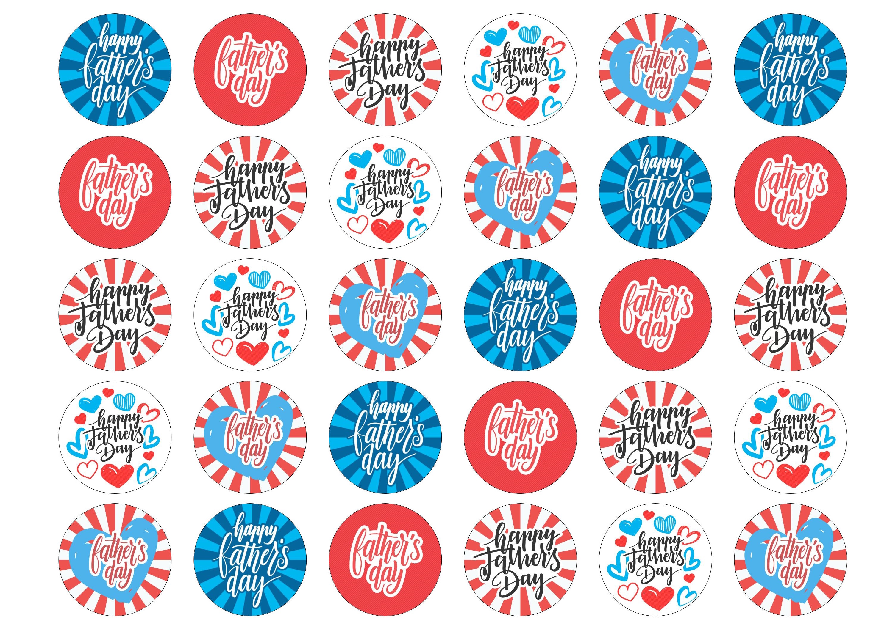 Red white and blue father's Day cupcake toppers