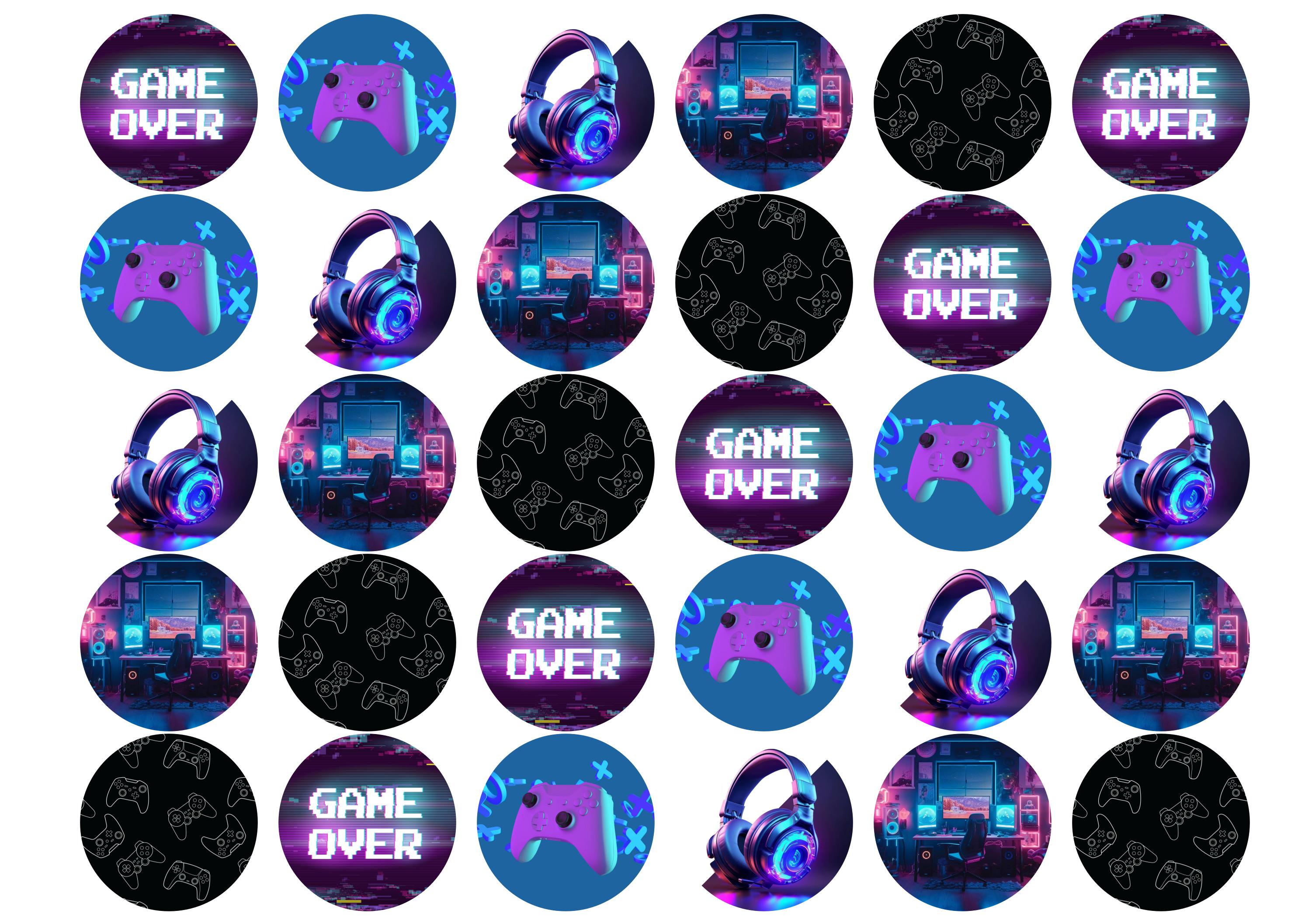 30 game over edible cake toppers