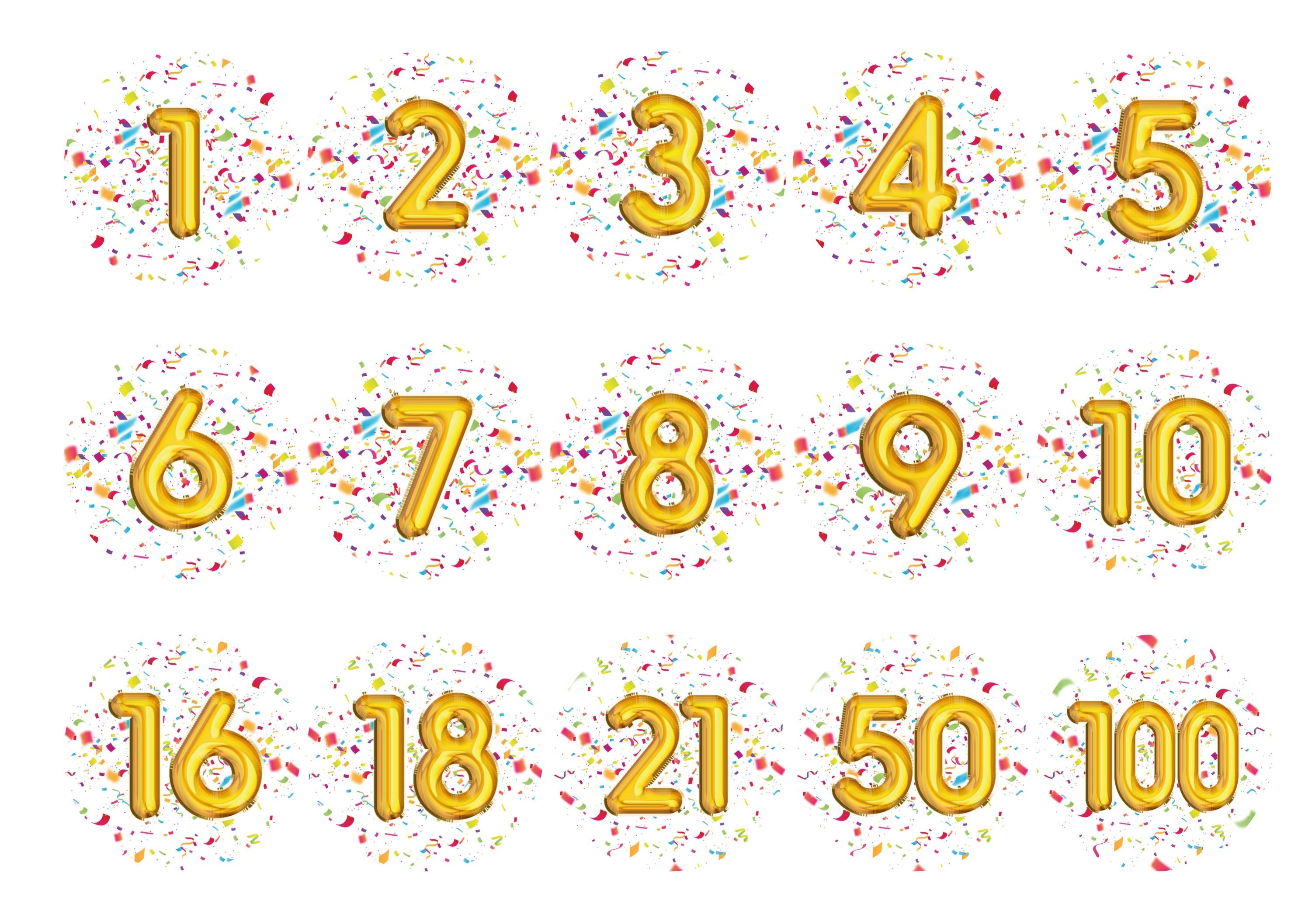 Gold Confetti Numbers - Choose your own number