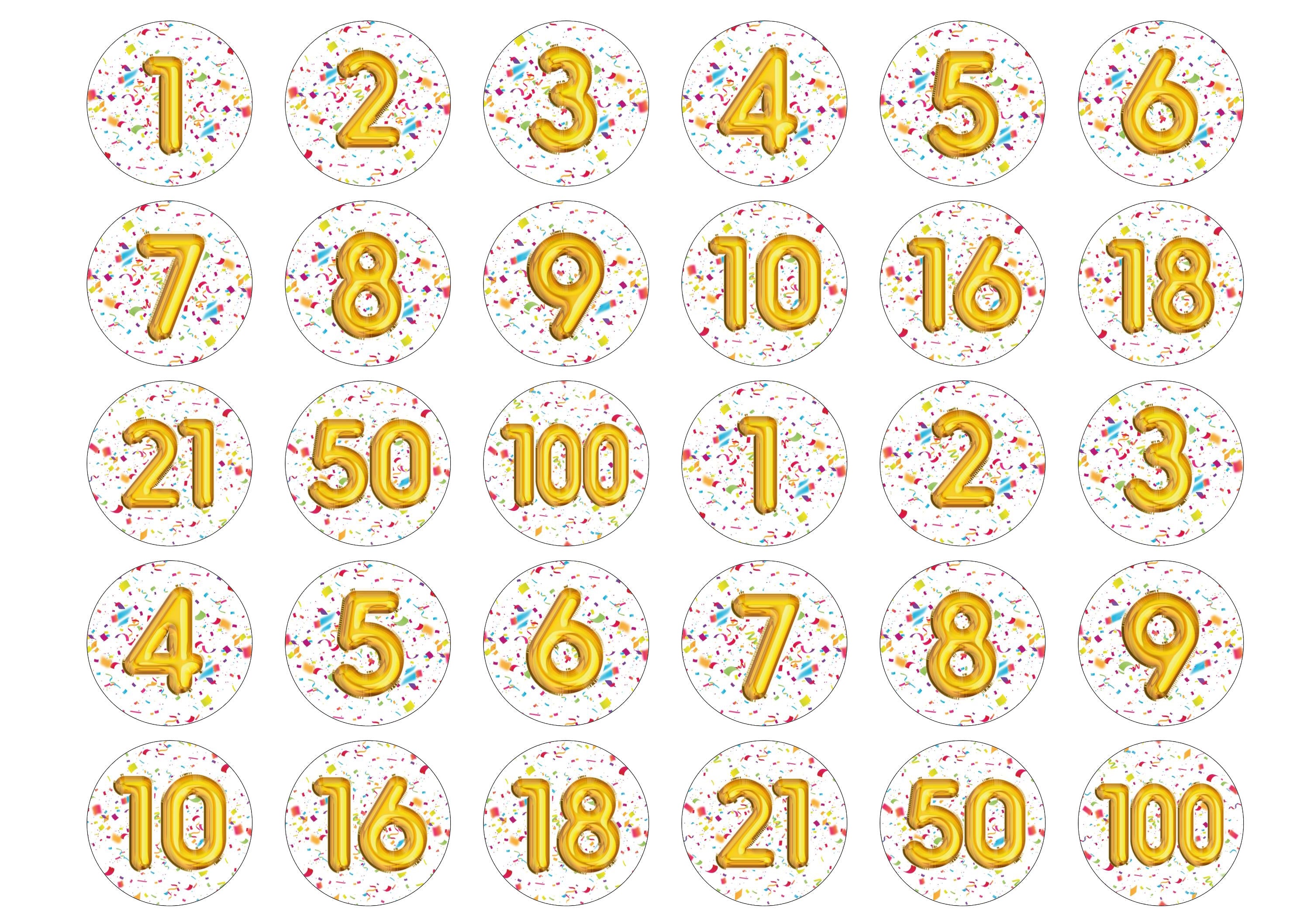 Gold Confetti Numbers - Choose your own number
