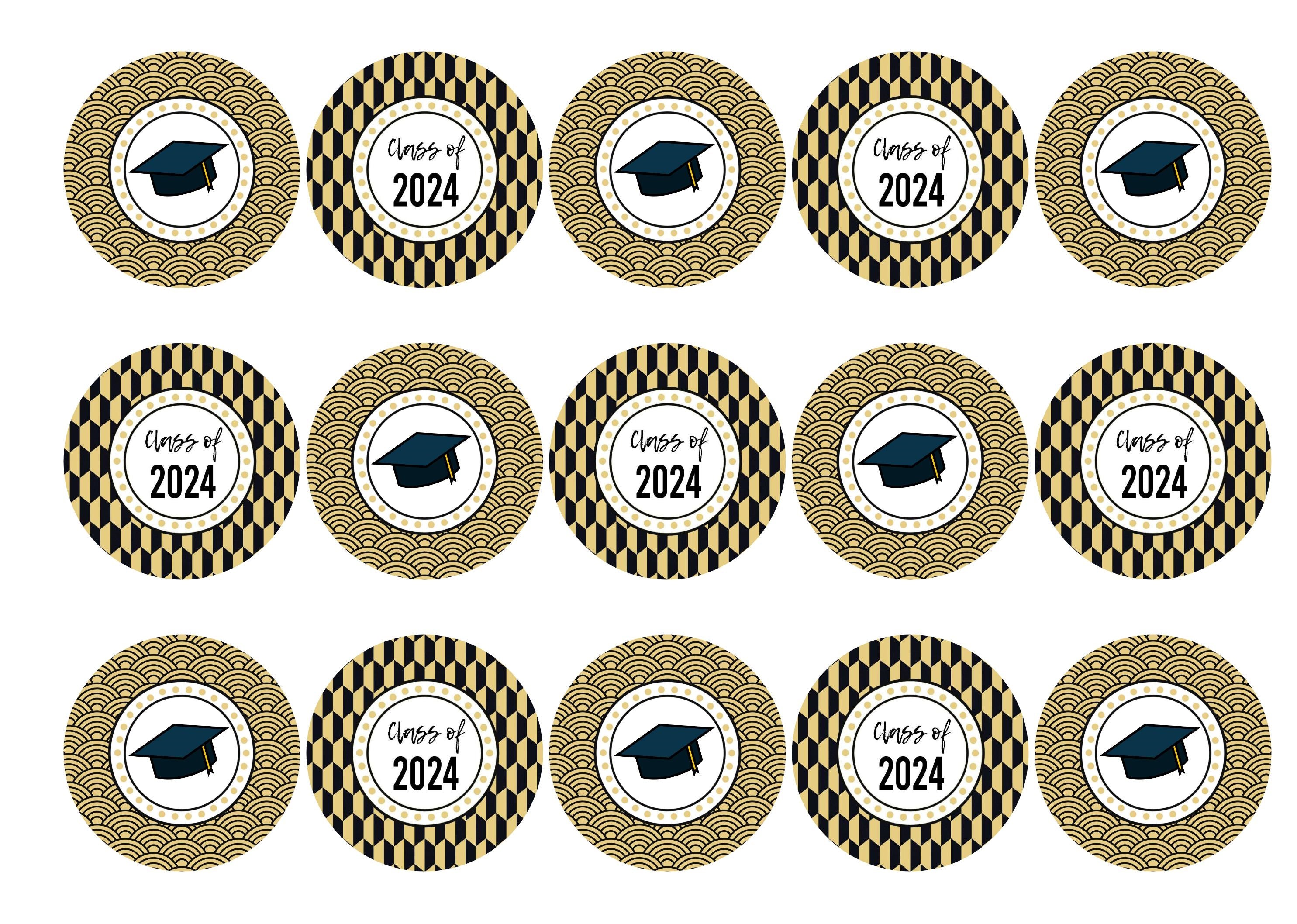 Class of 2024 graduation cap cupcake toppers