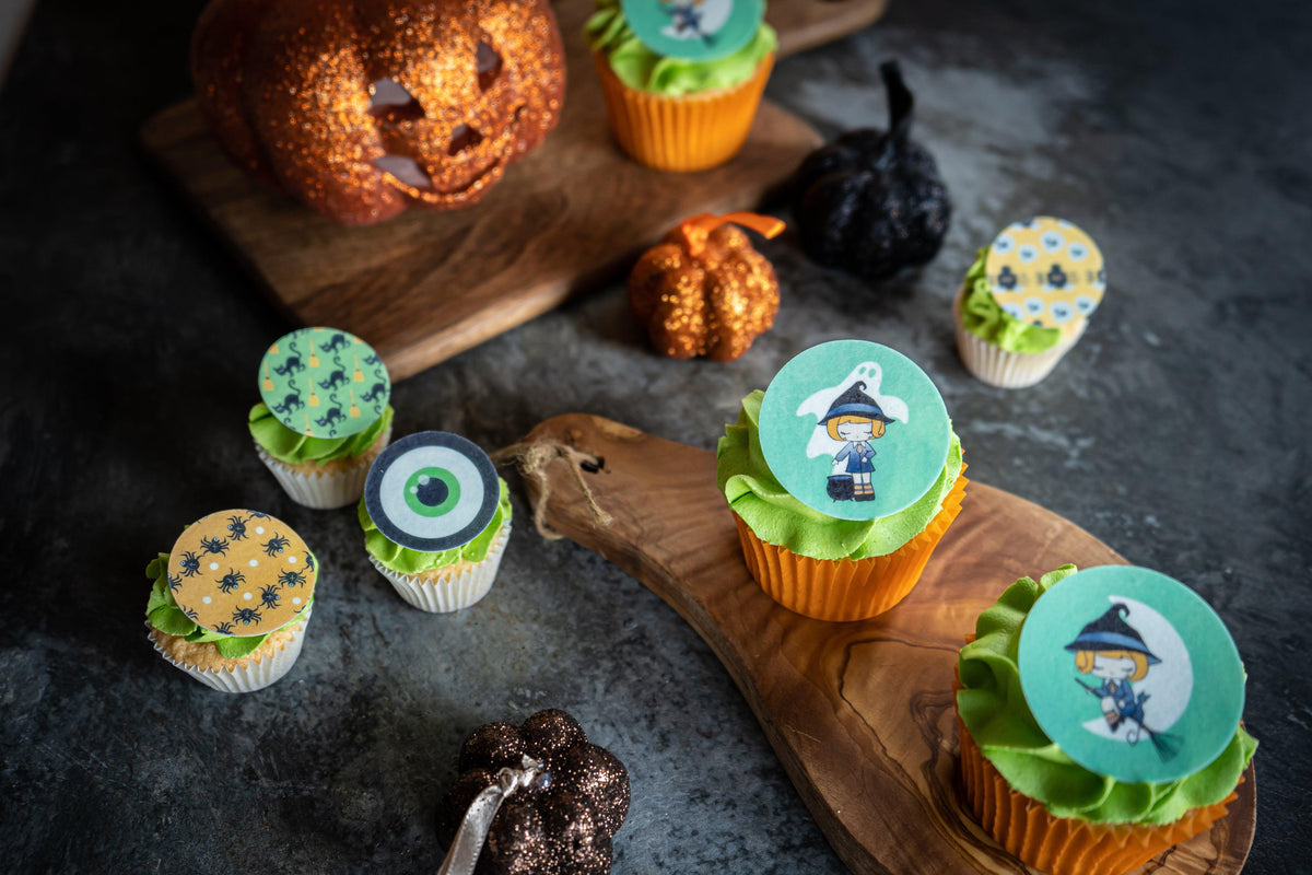 Premium rice paper cupcake toppers for Halloween