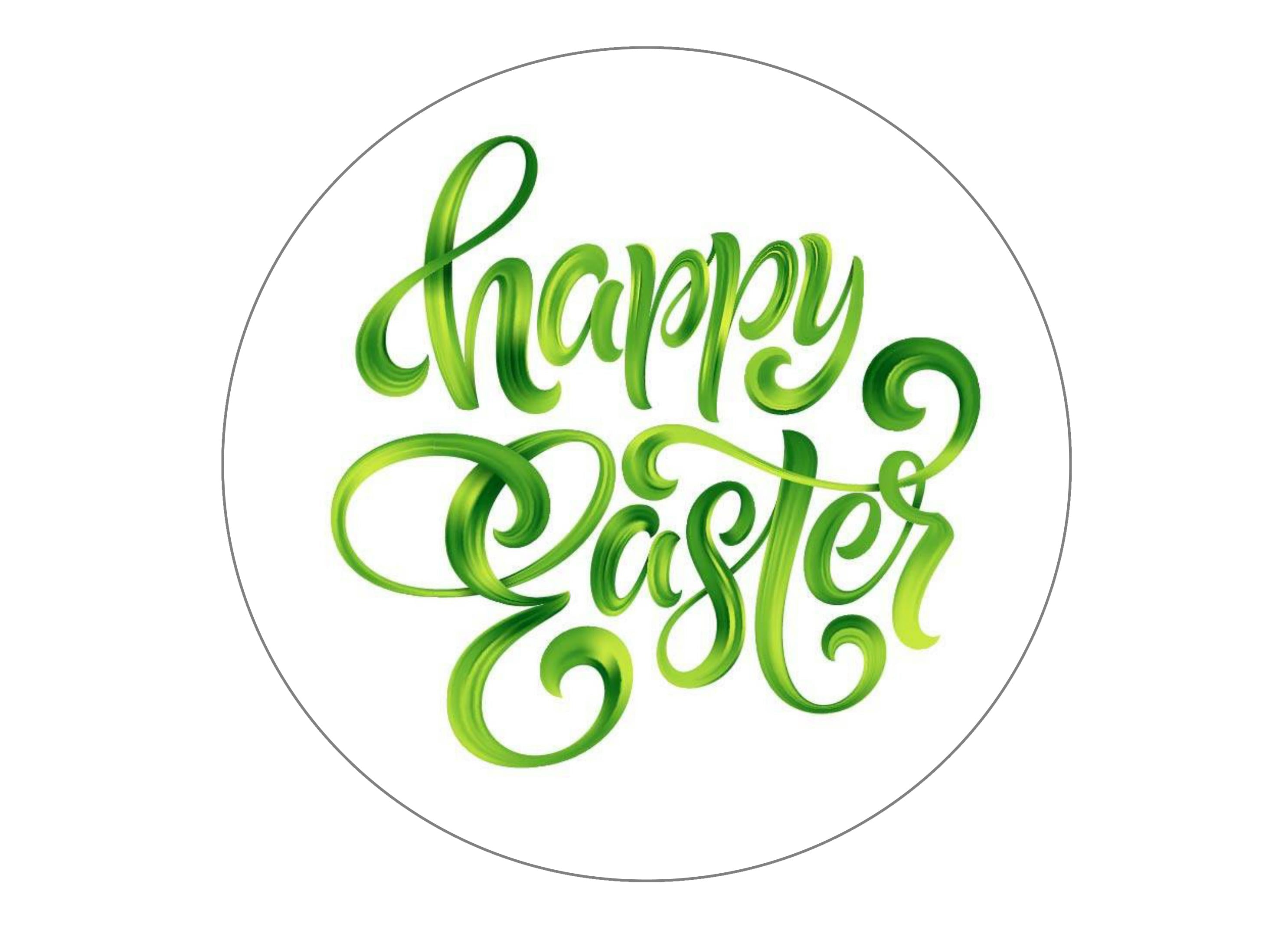 Large Easter cake topper with the message Happy Easter