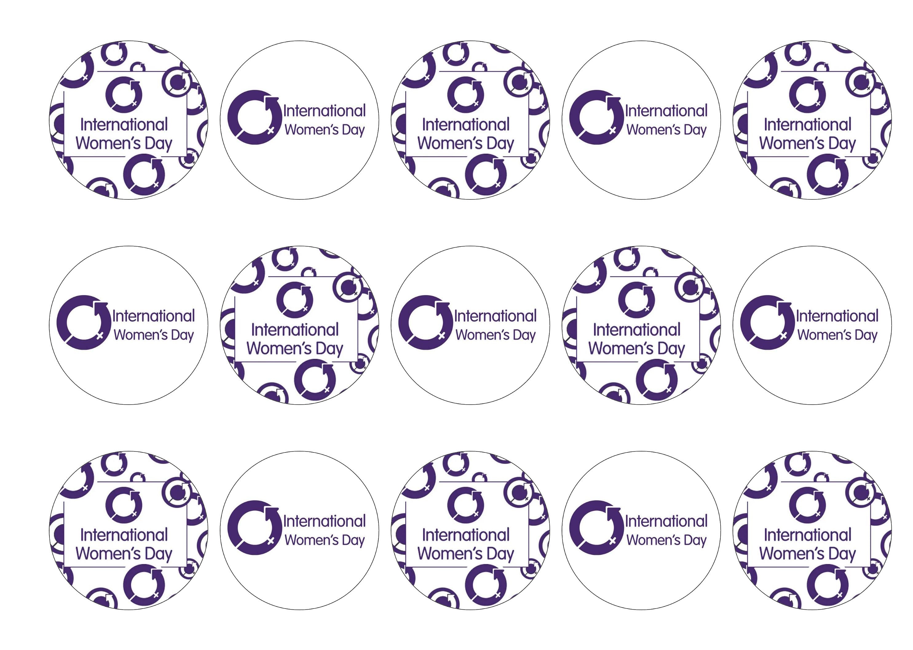 15 cupcake toppers designed to celebrate International Women's Day