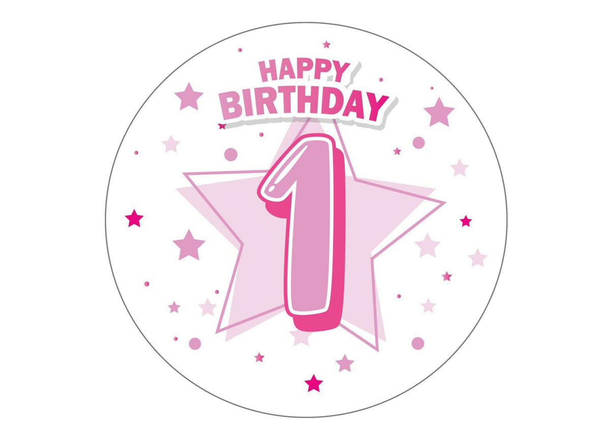 Edible cake toppers | Pink Happy Birthday Number | Edibilis