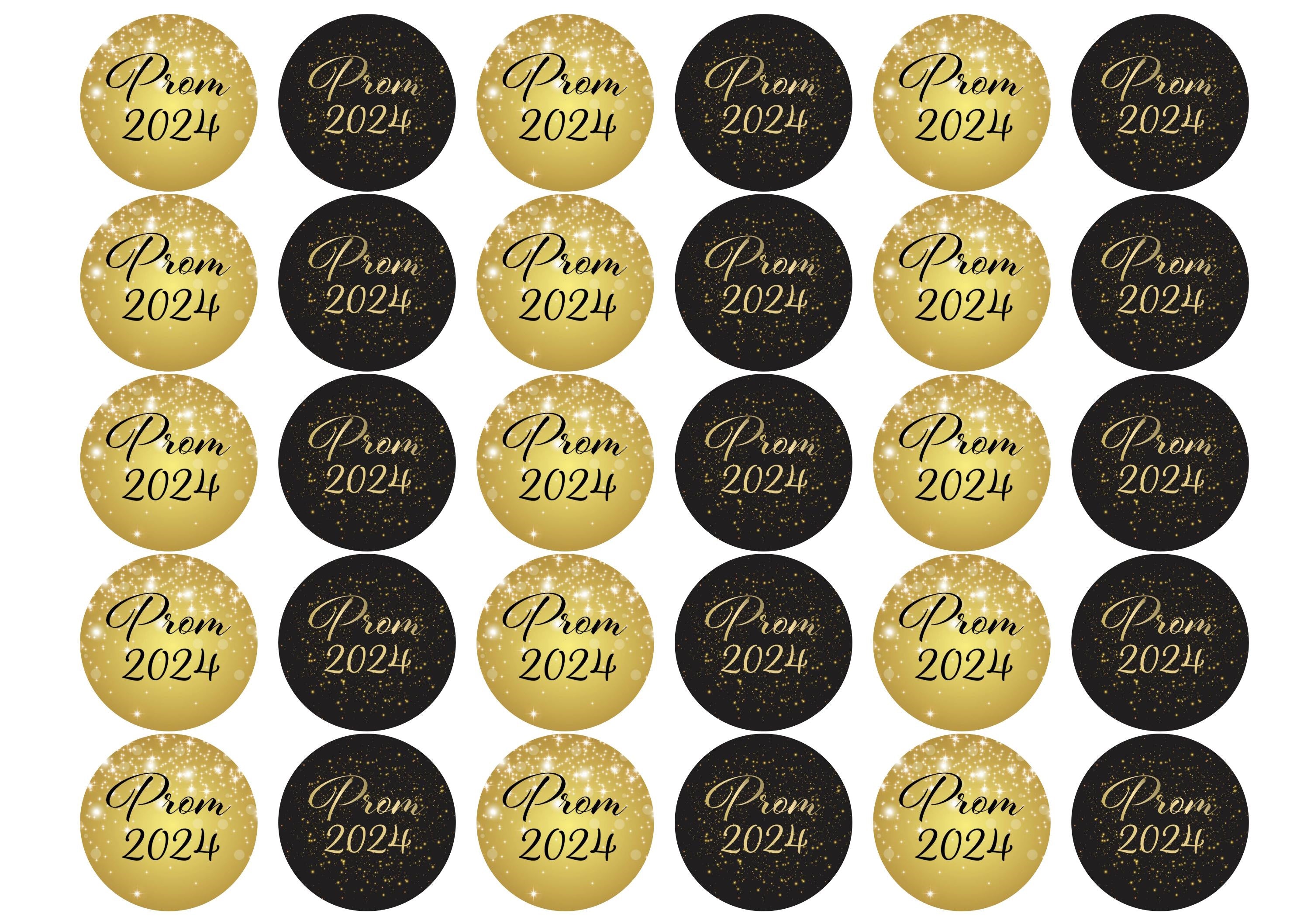 Prom 2024 gold and black cupcake toppers