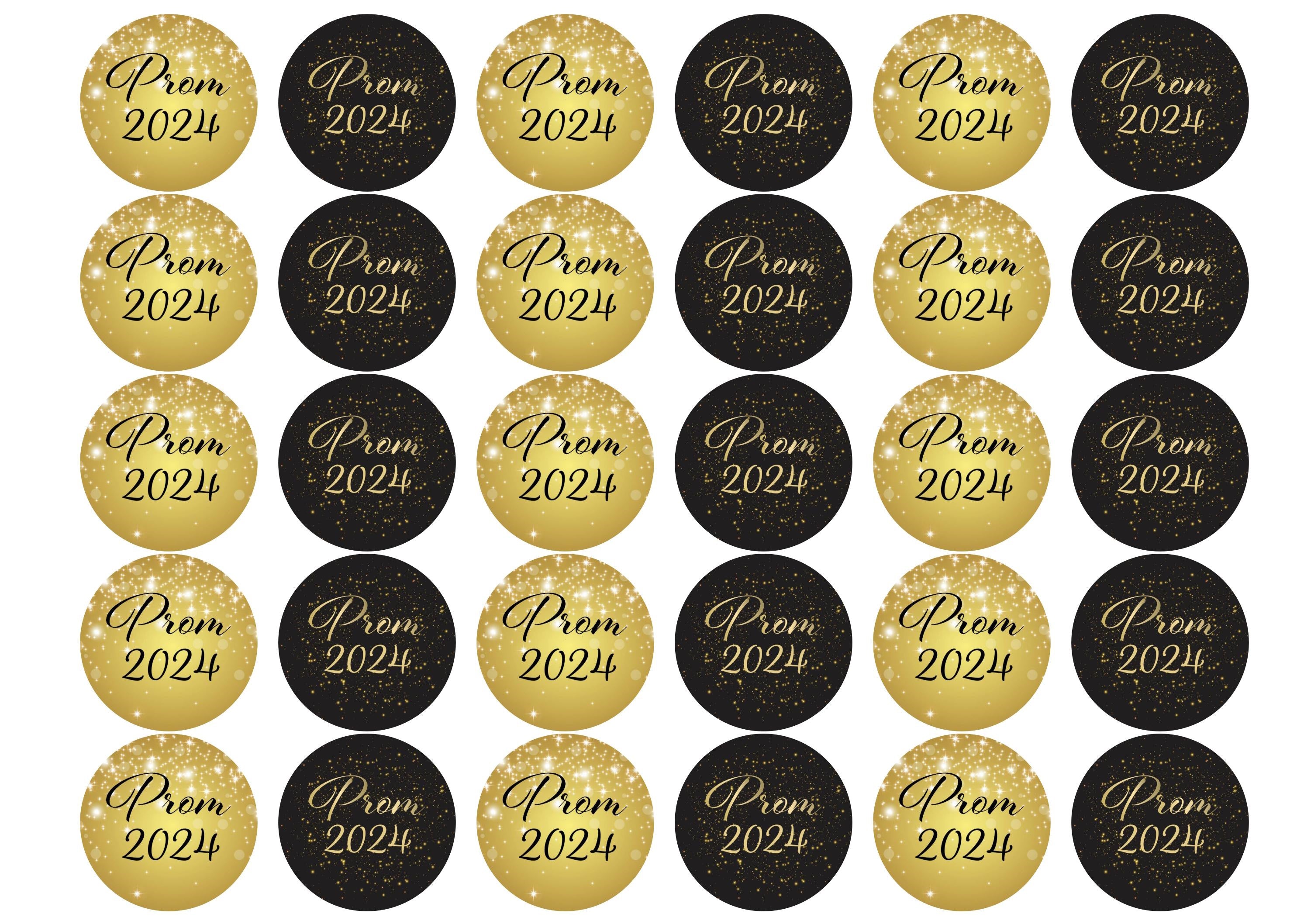 Prom 2024 gold and black cupcake toppers