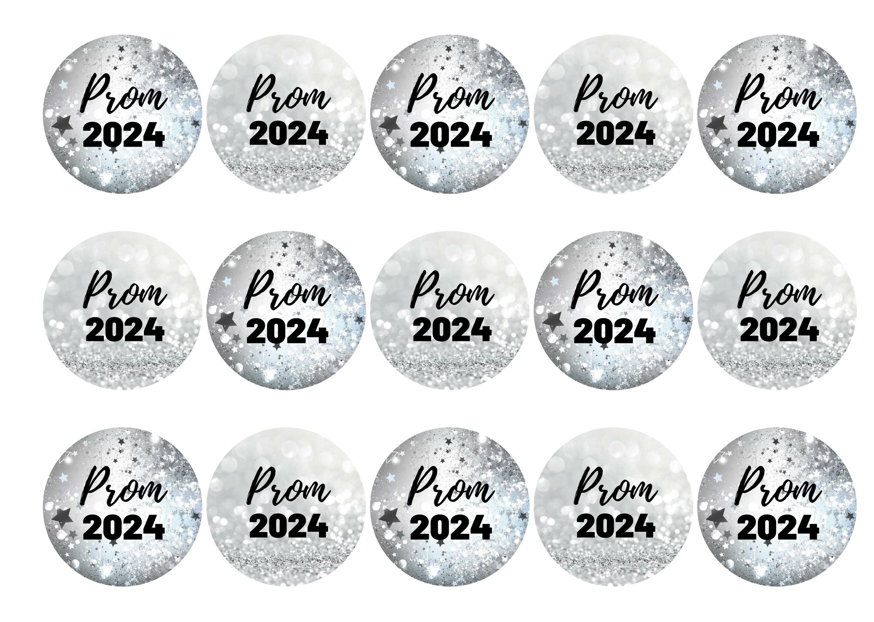 Prom 2024 silver sparkle themed cupcake toppers