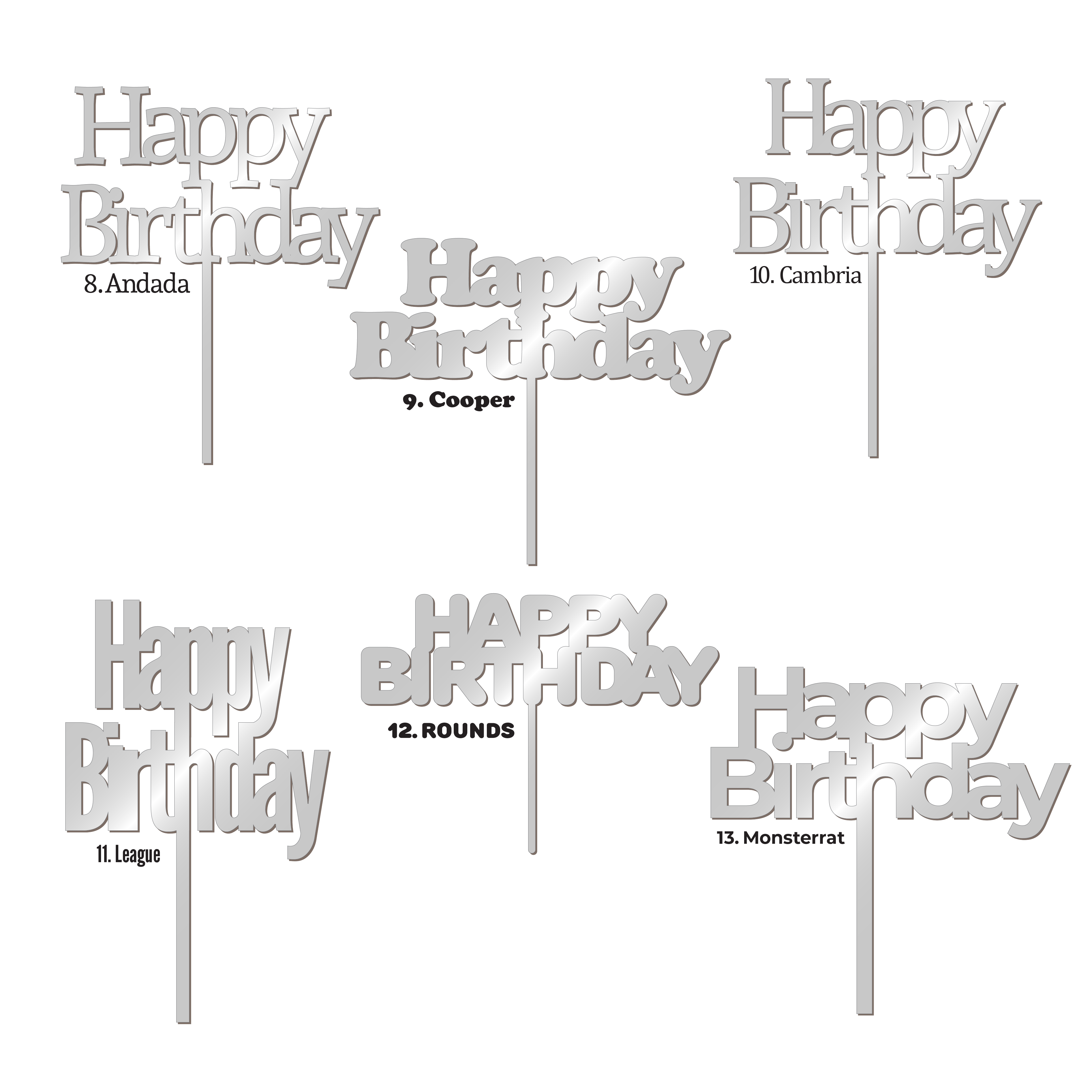 Happy Birthday Acrylic Cake Topper