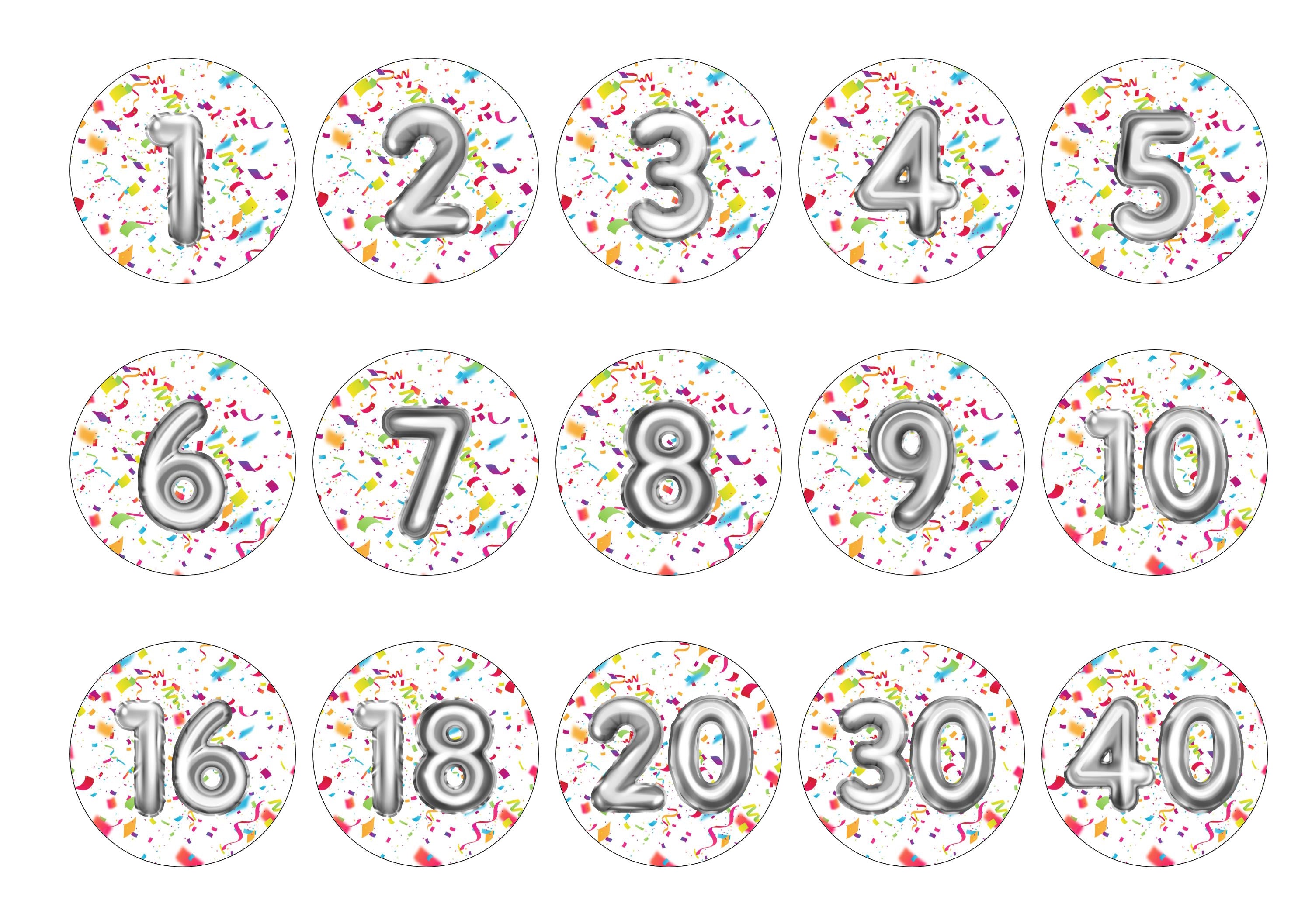 Silver Confetti Numbers - Choose your own number