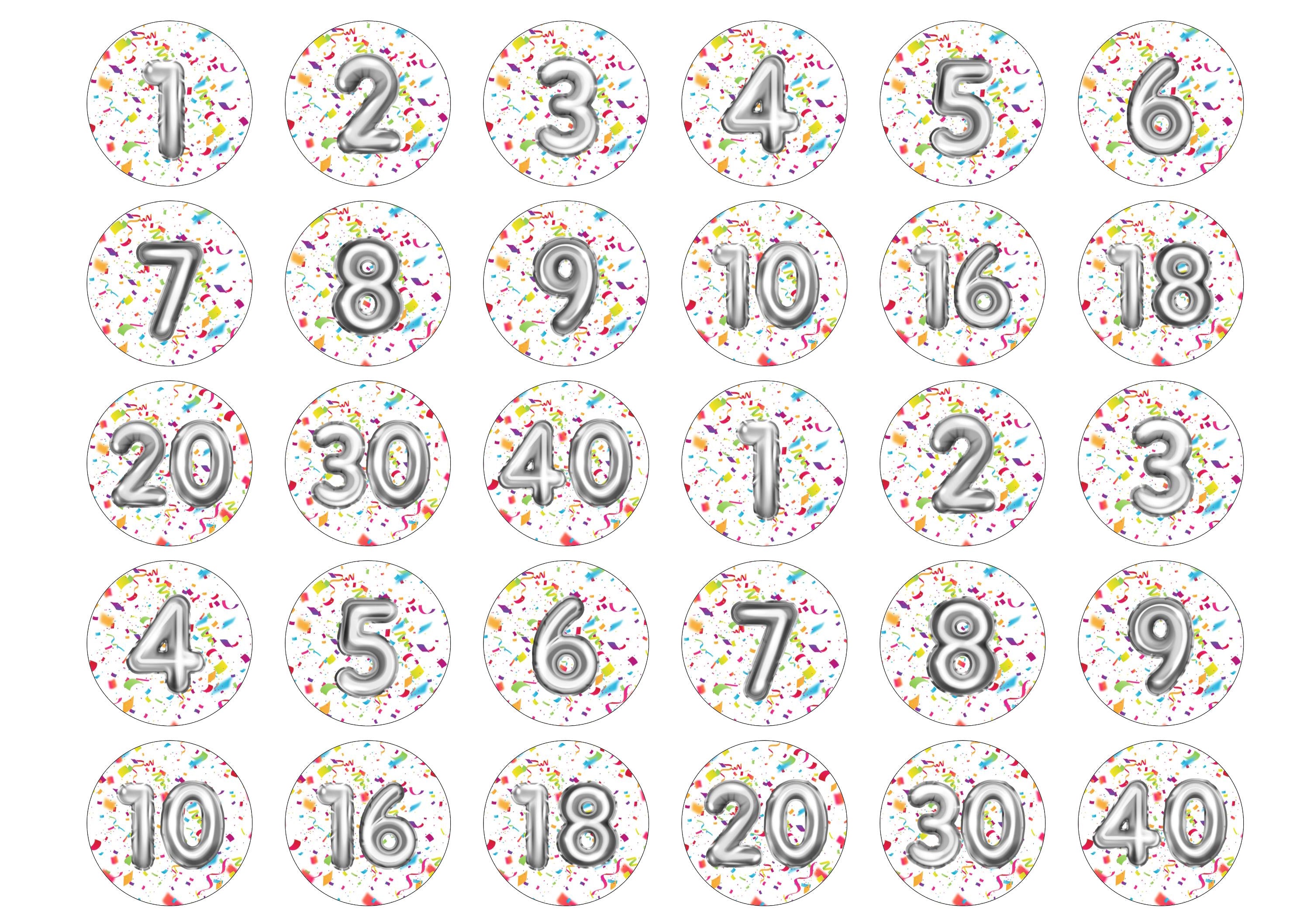 Silver Confetti Numbers - Choose your own number