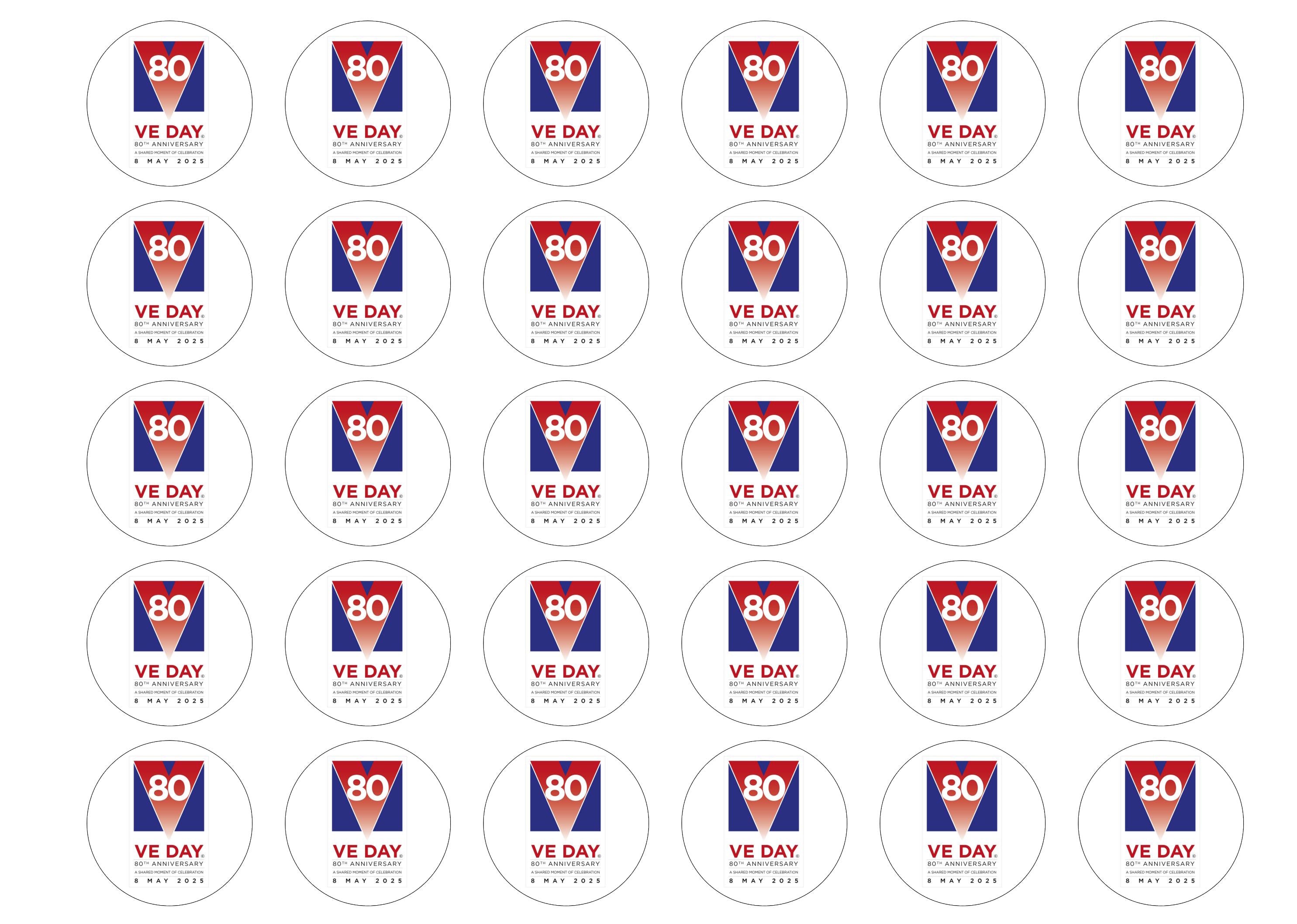 VE Day 80th Anniversary Cupcake Toppers