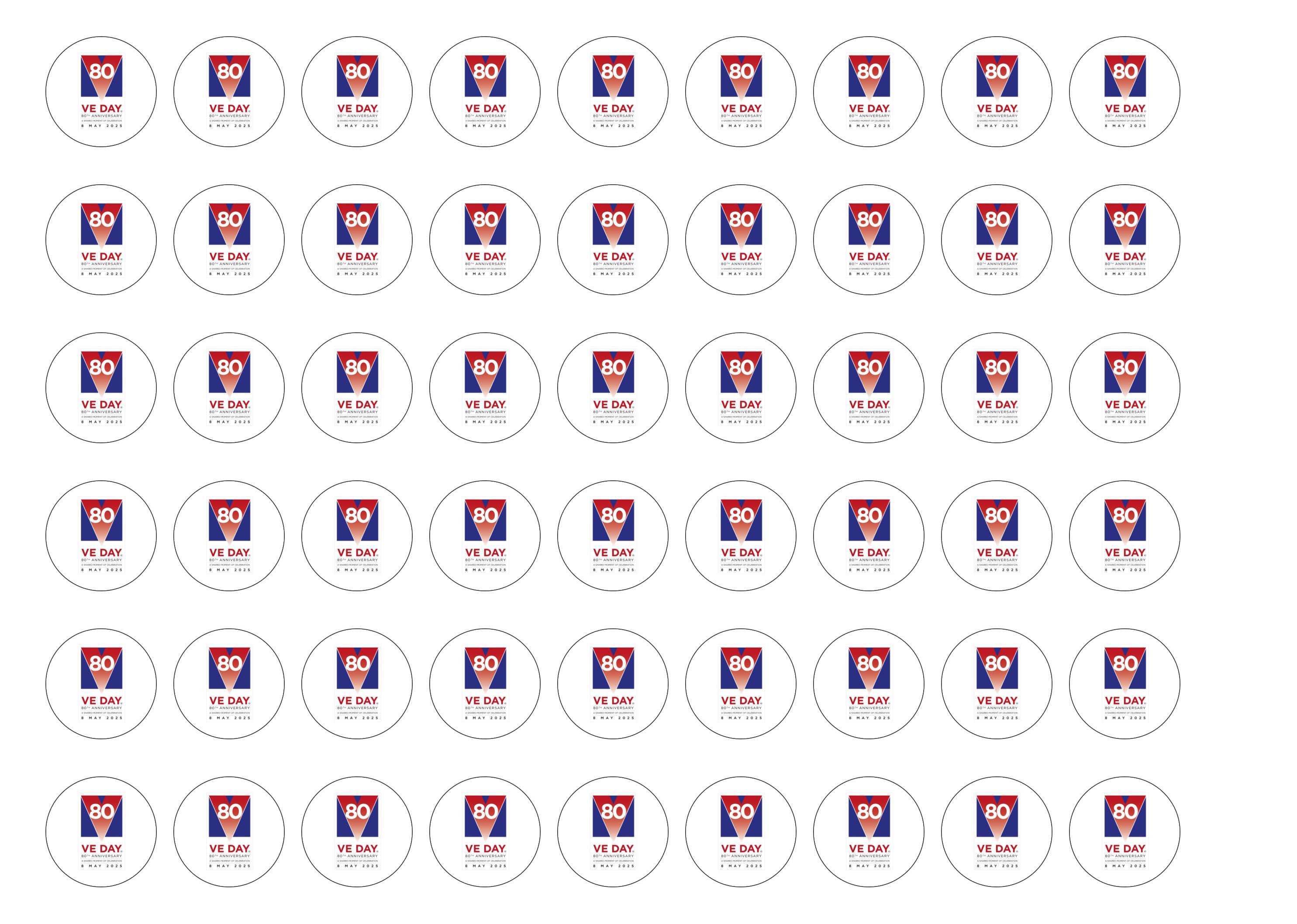 VE Day 80th Anniversary Cupcake Toppers