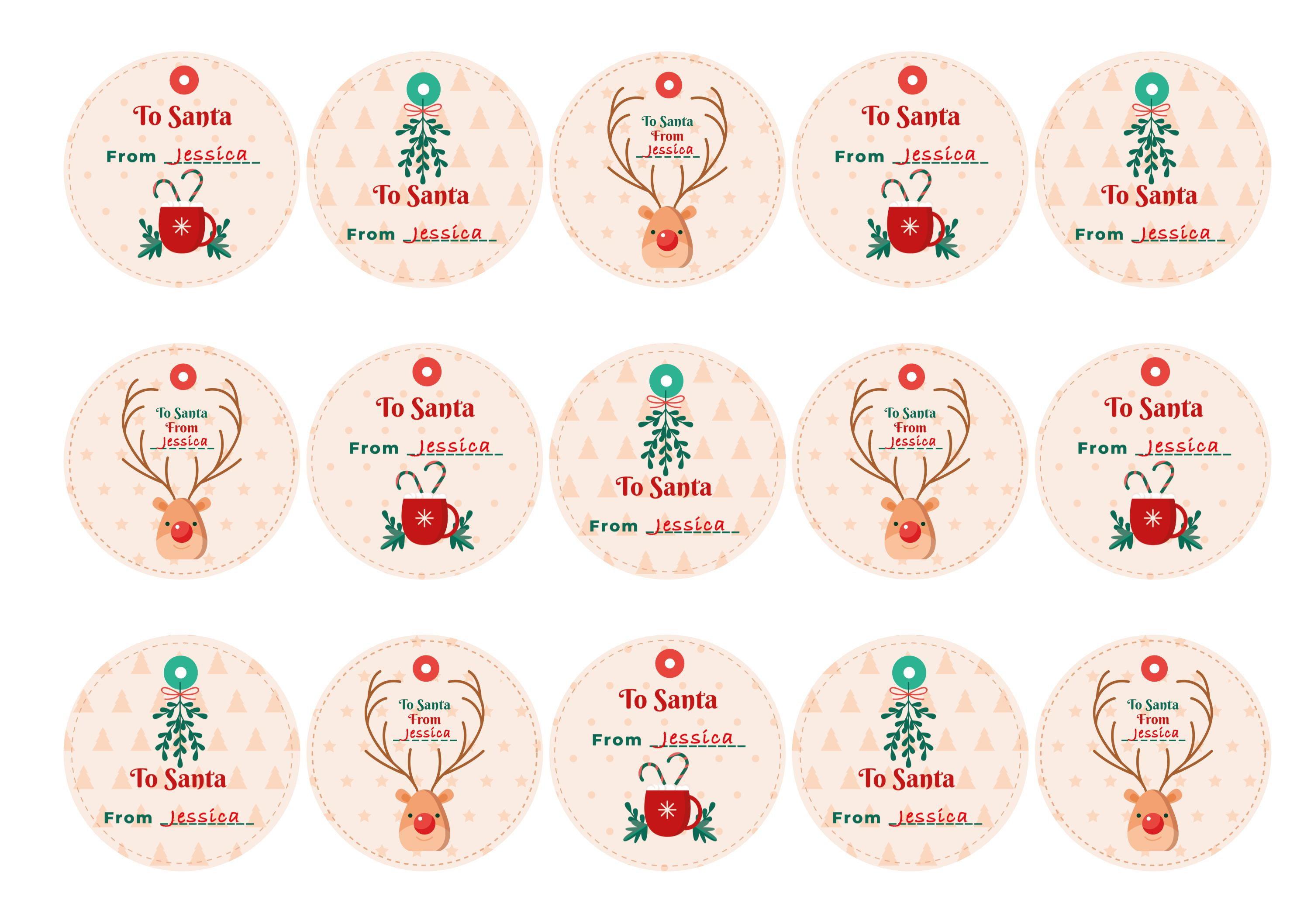 Personalised cupcake toppers with Christmas Eve designs