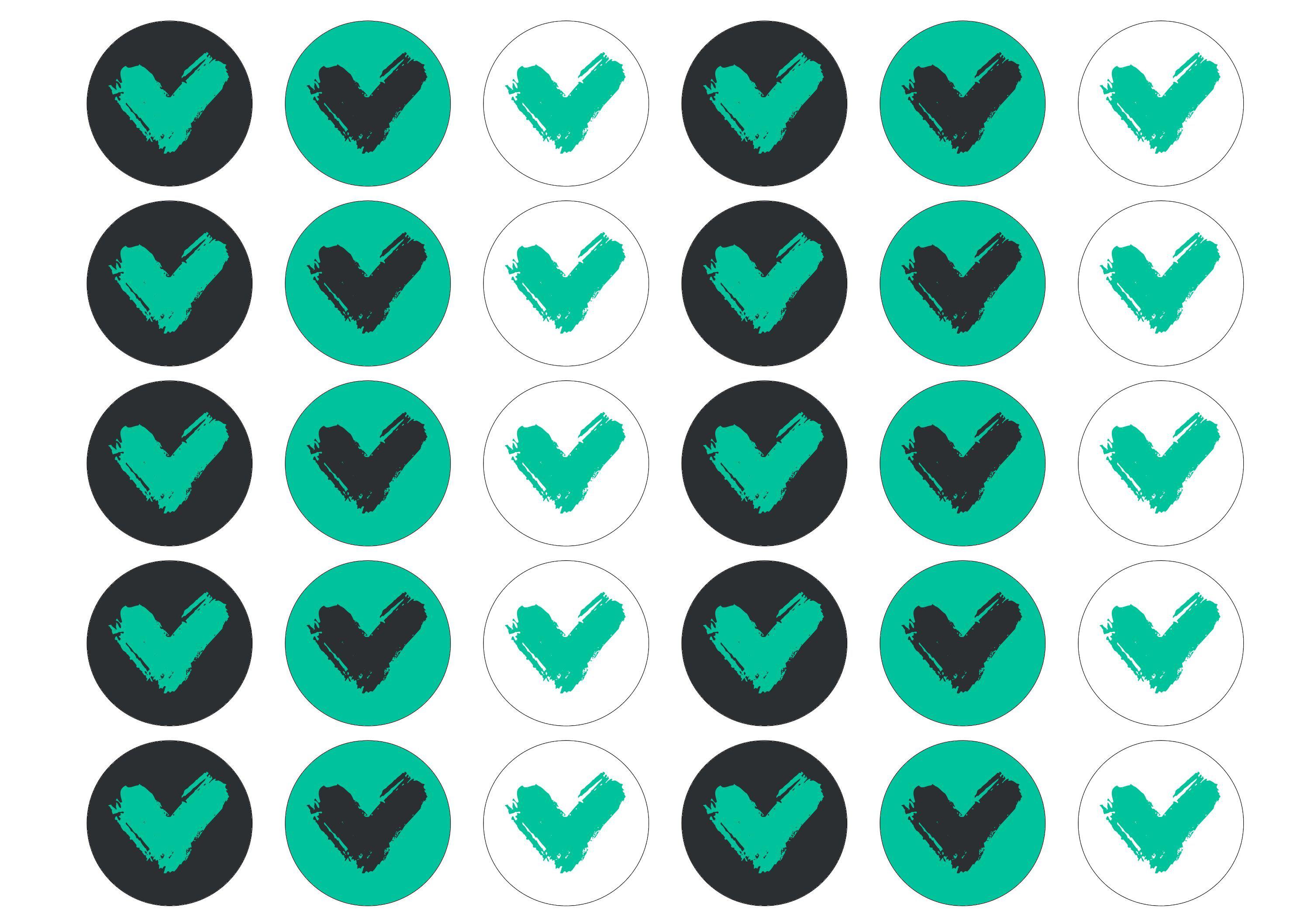 30 edible cupcake toppers with the Veganuary Green icon