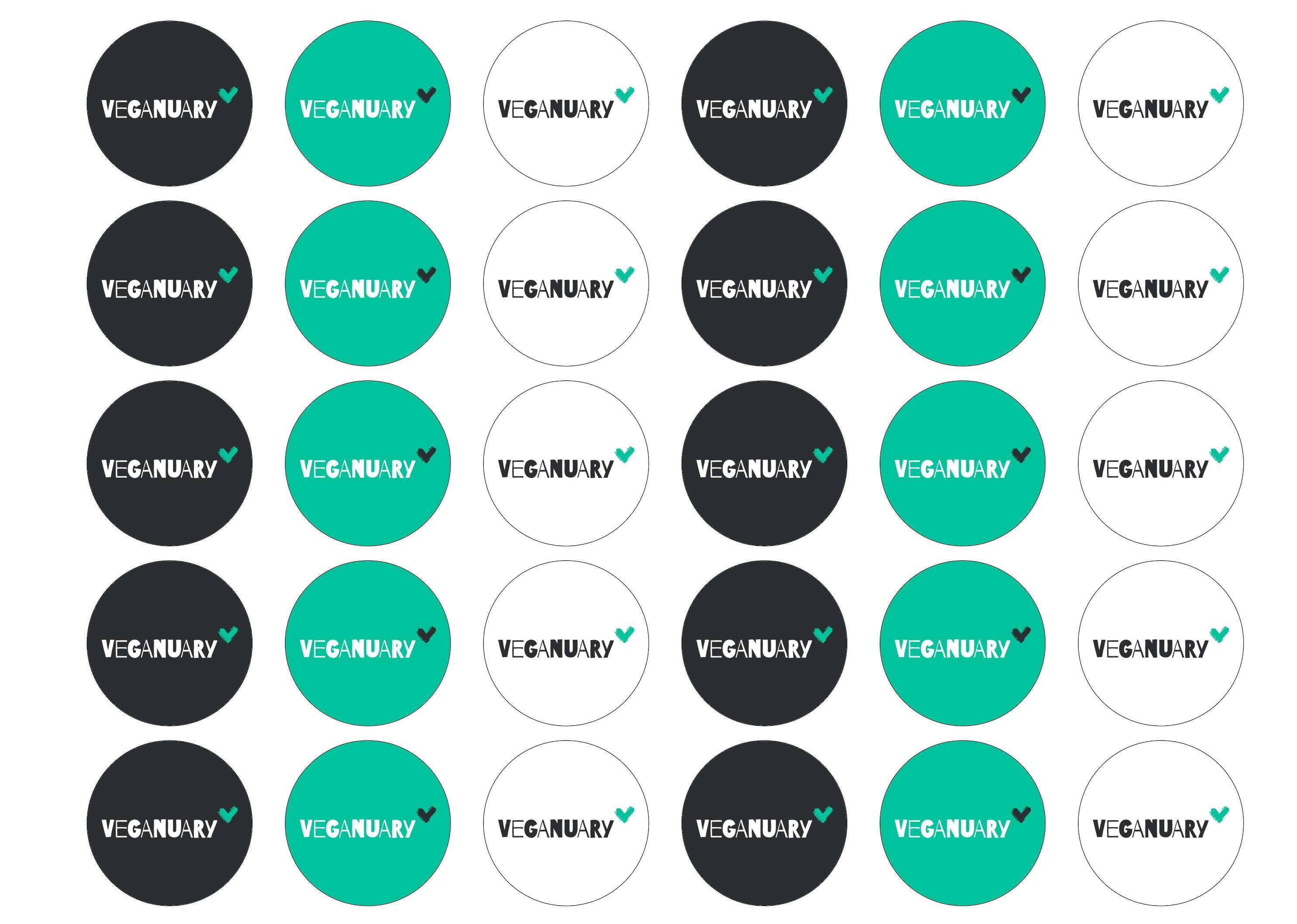 30 edible cupcake toppers with the Veganuary Green logo
