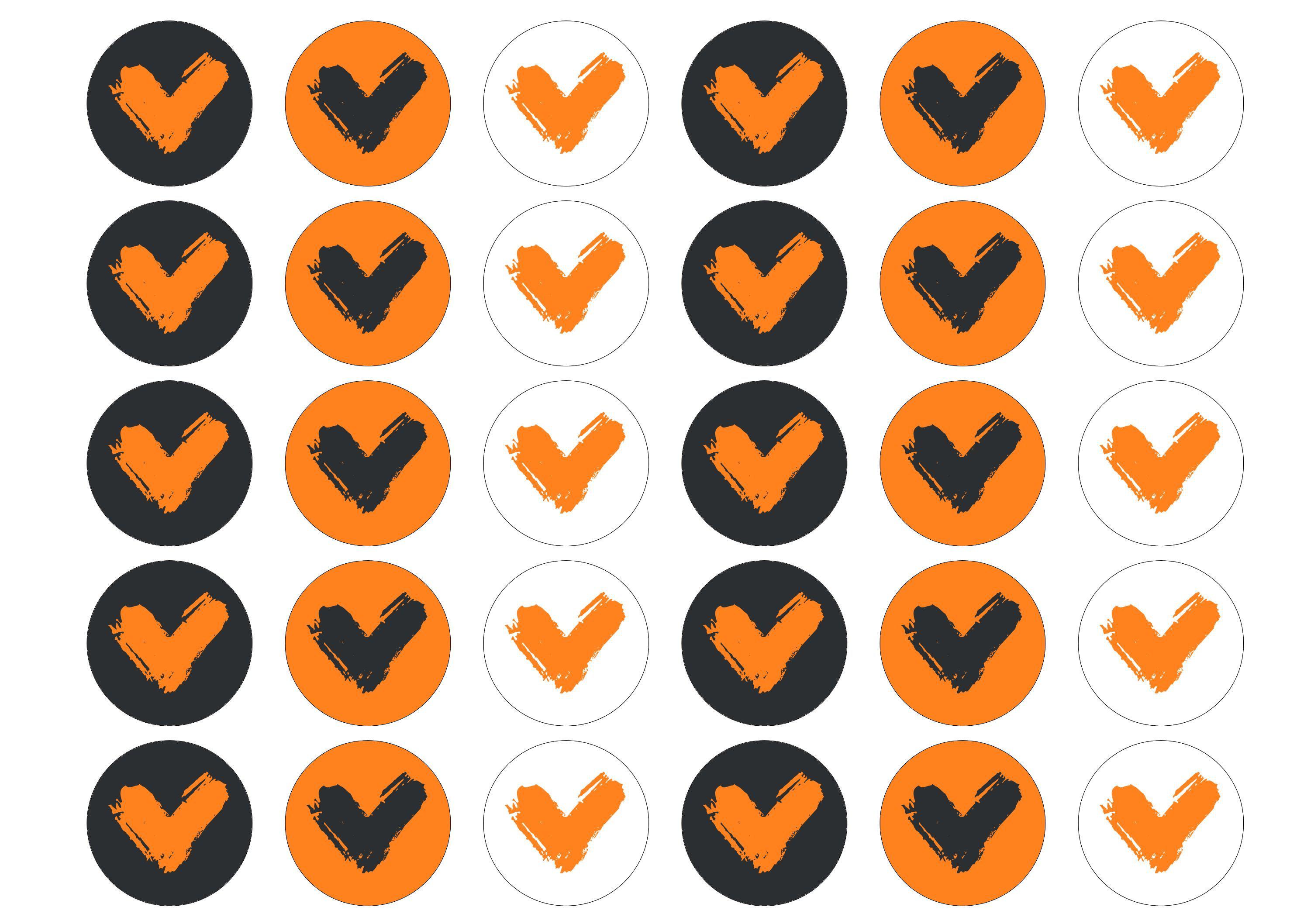 30 edible cupcake toppers with the Veganuary Orange icon