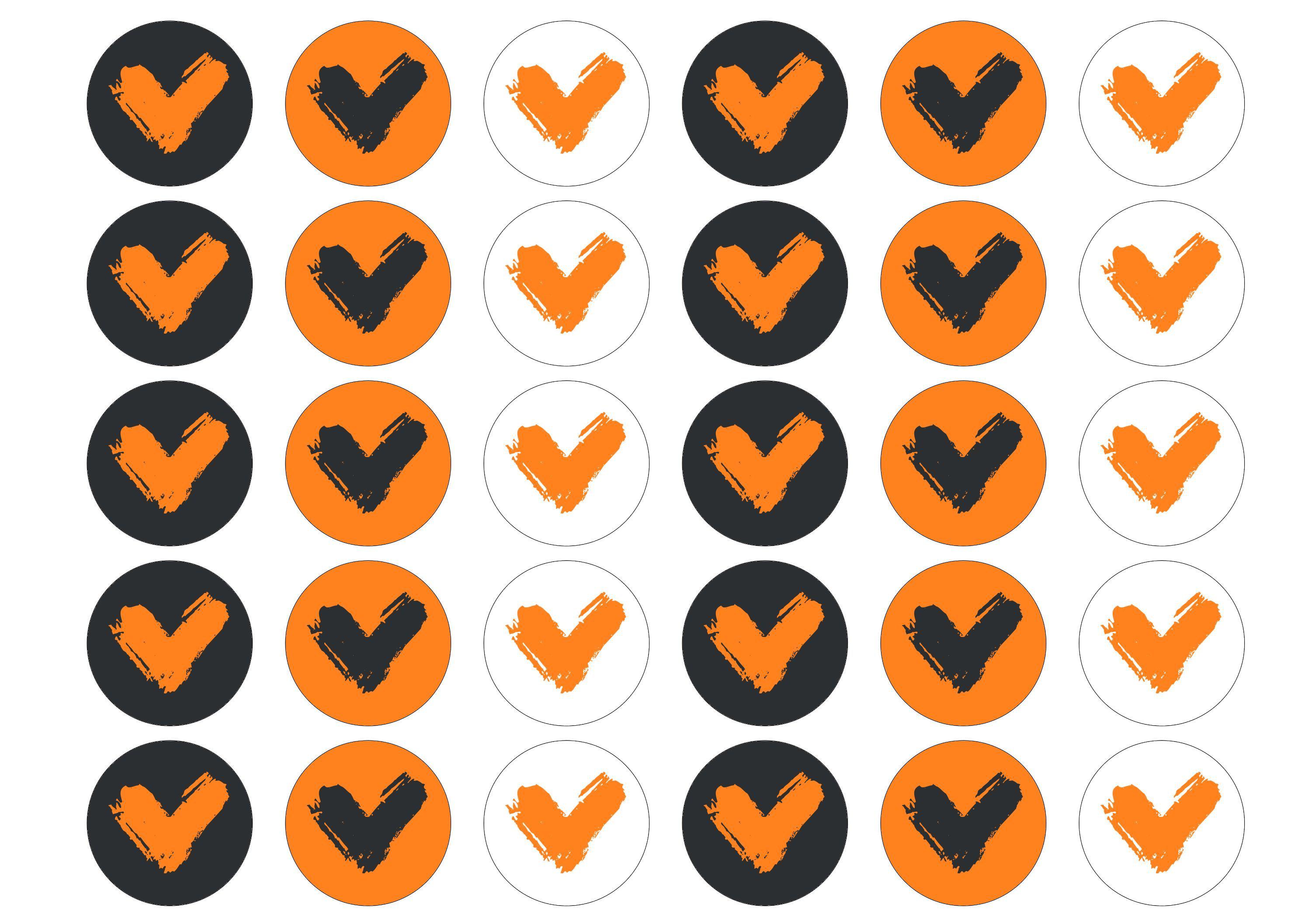 30 edible cupcake toppers with the Veganuary Orange icon