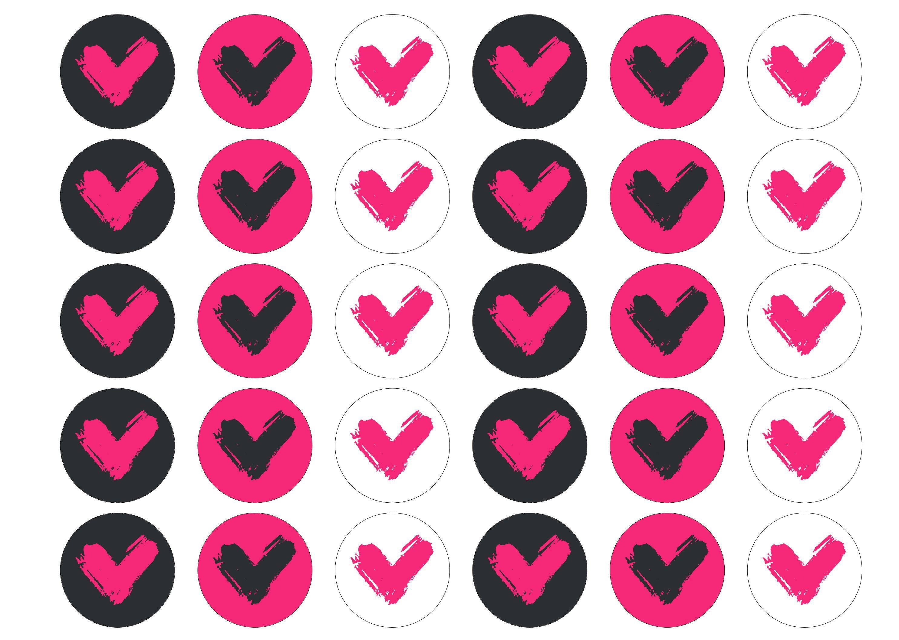 30 edible cupcake toppers with the pink icon for Veganuary