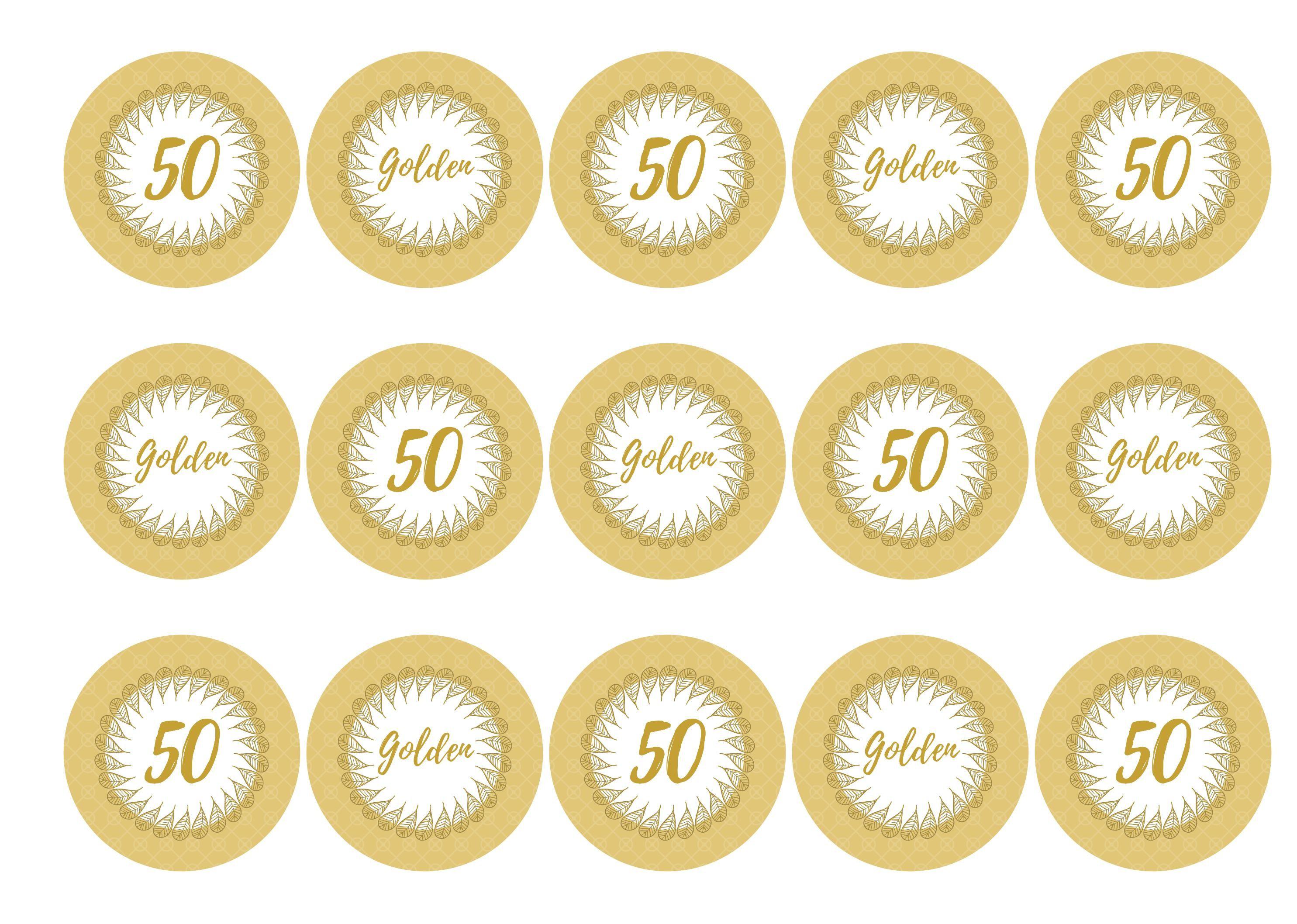 50th Golden Wedding Anniversary-Edible cake toppers-Edibilis