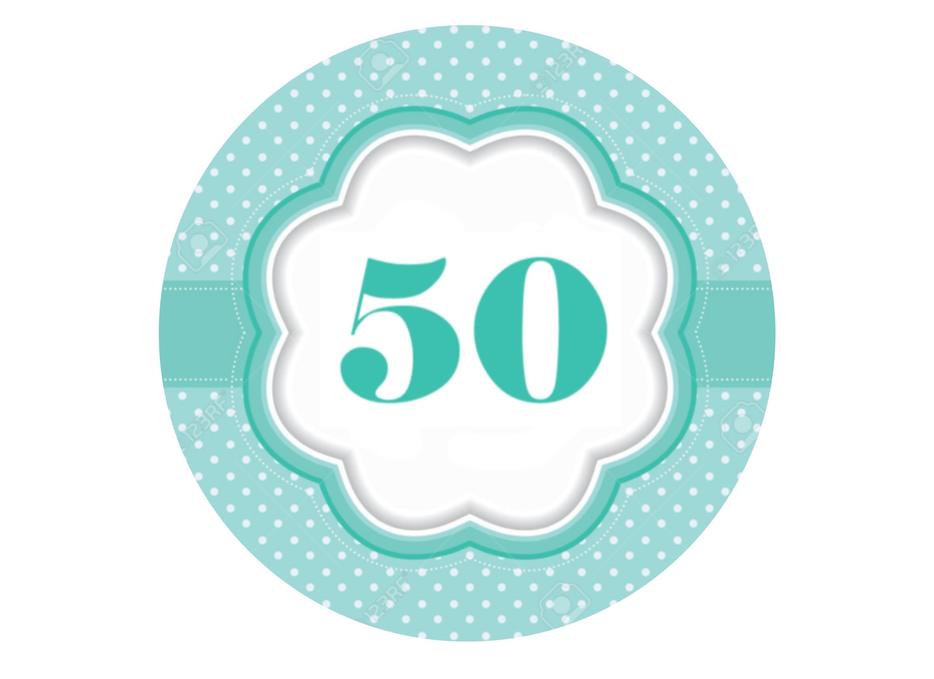 50th Birthday - Mint Green-Edible cake toppers-Edibilis