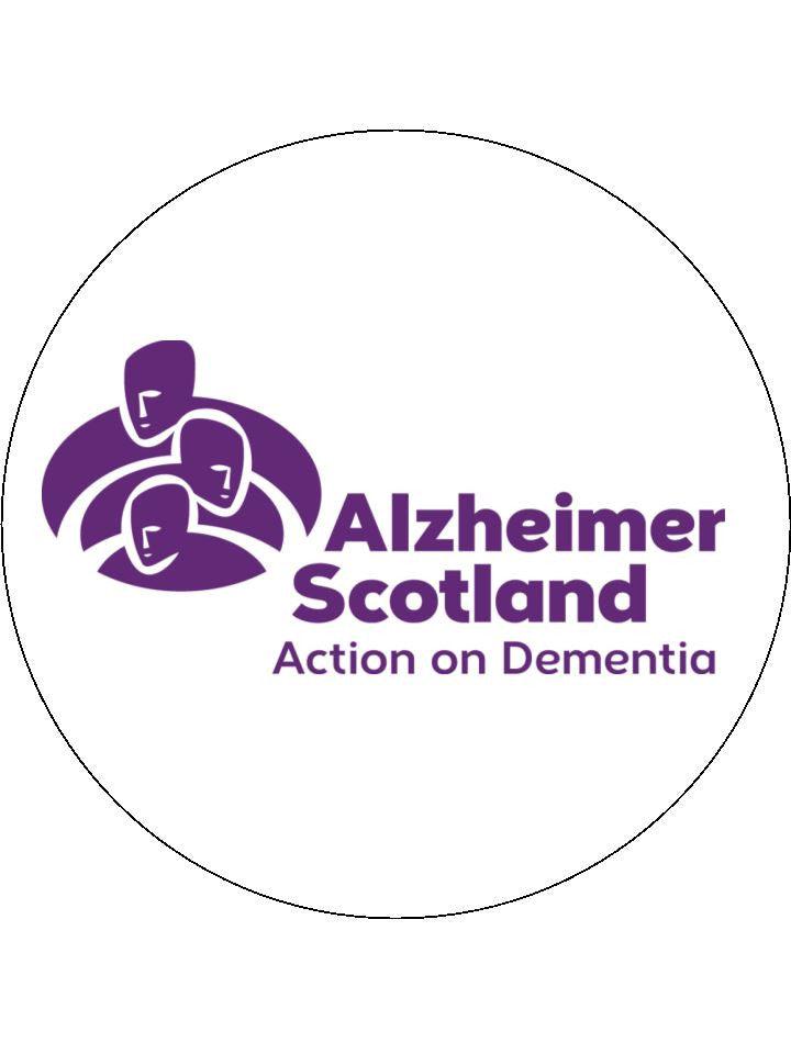 190mm printed edible cake topper is support of Alzheimer Scotland